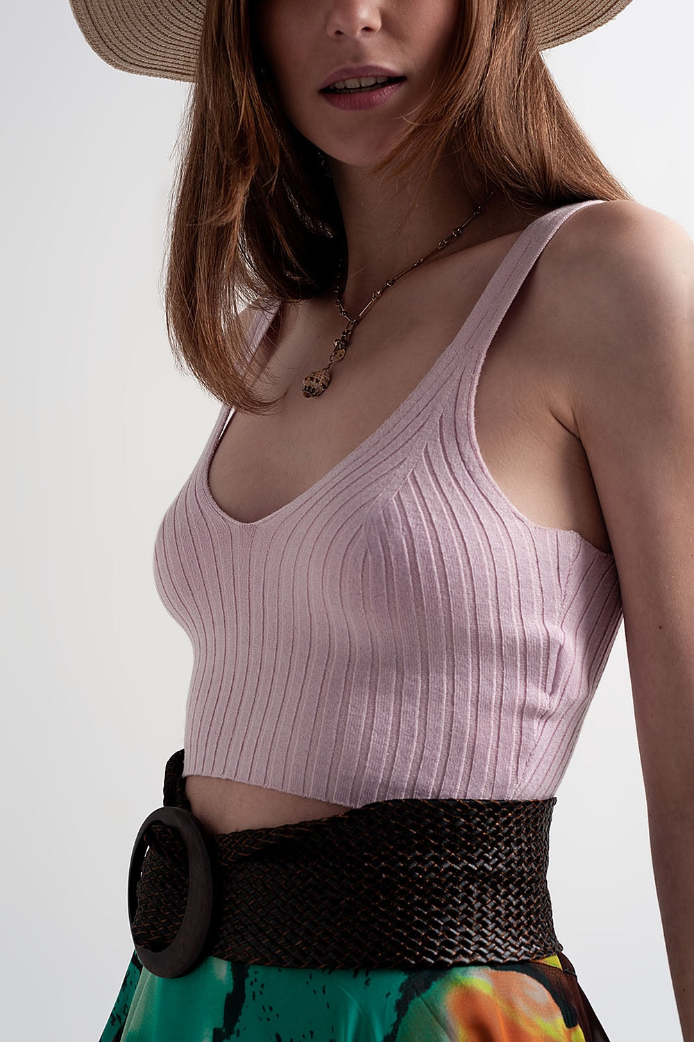 Crop top en maille Rose