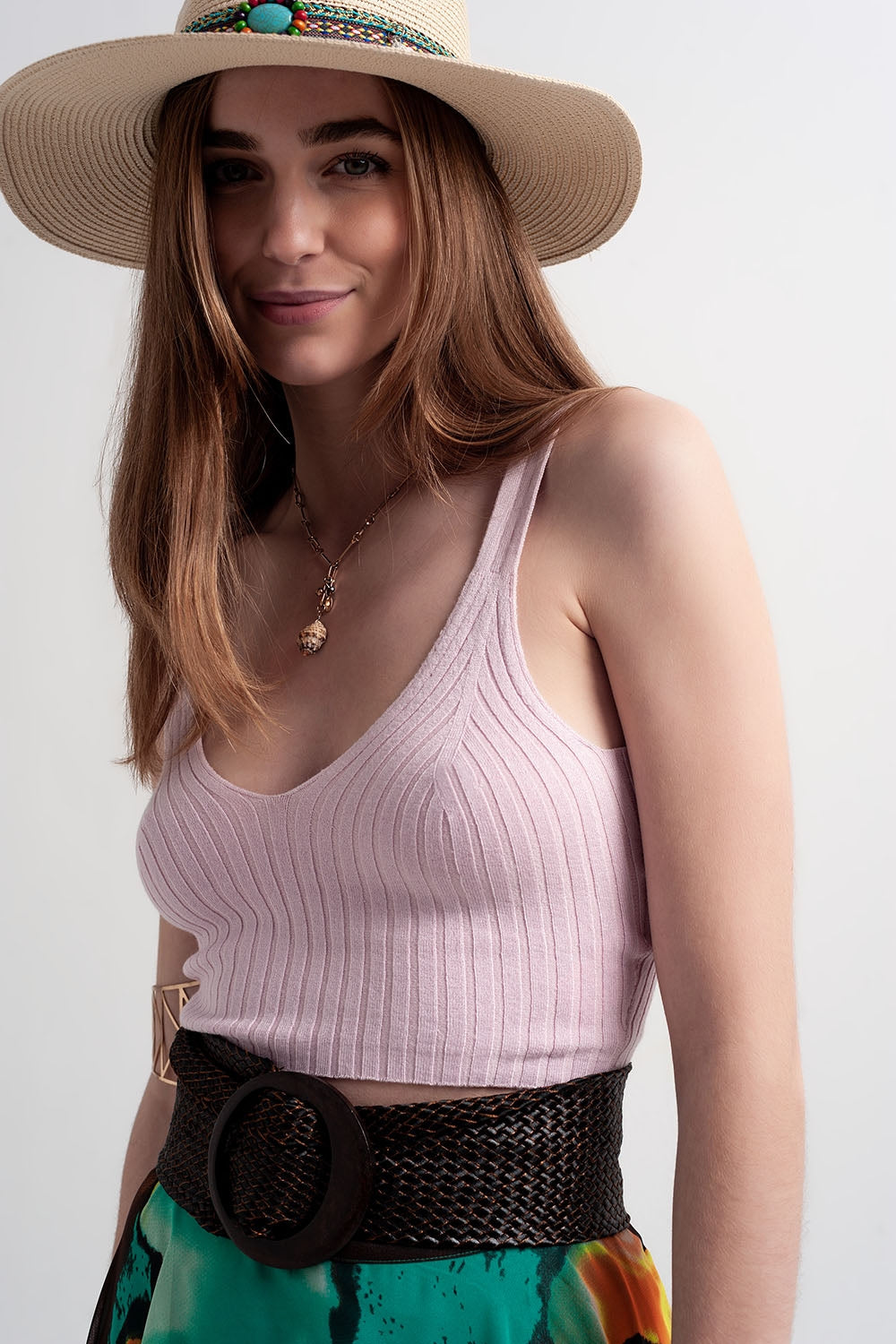 Crop top en maille Rose