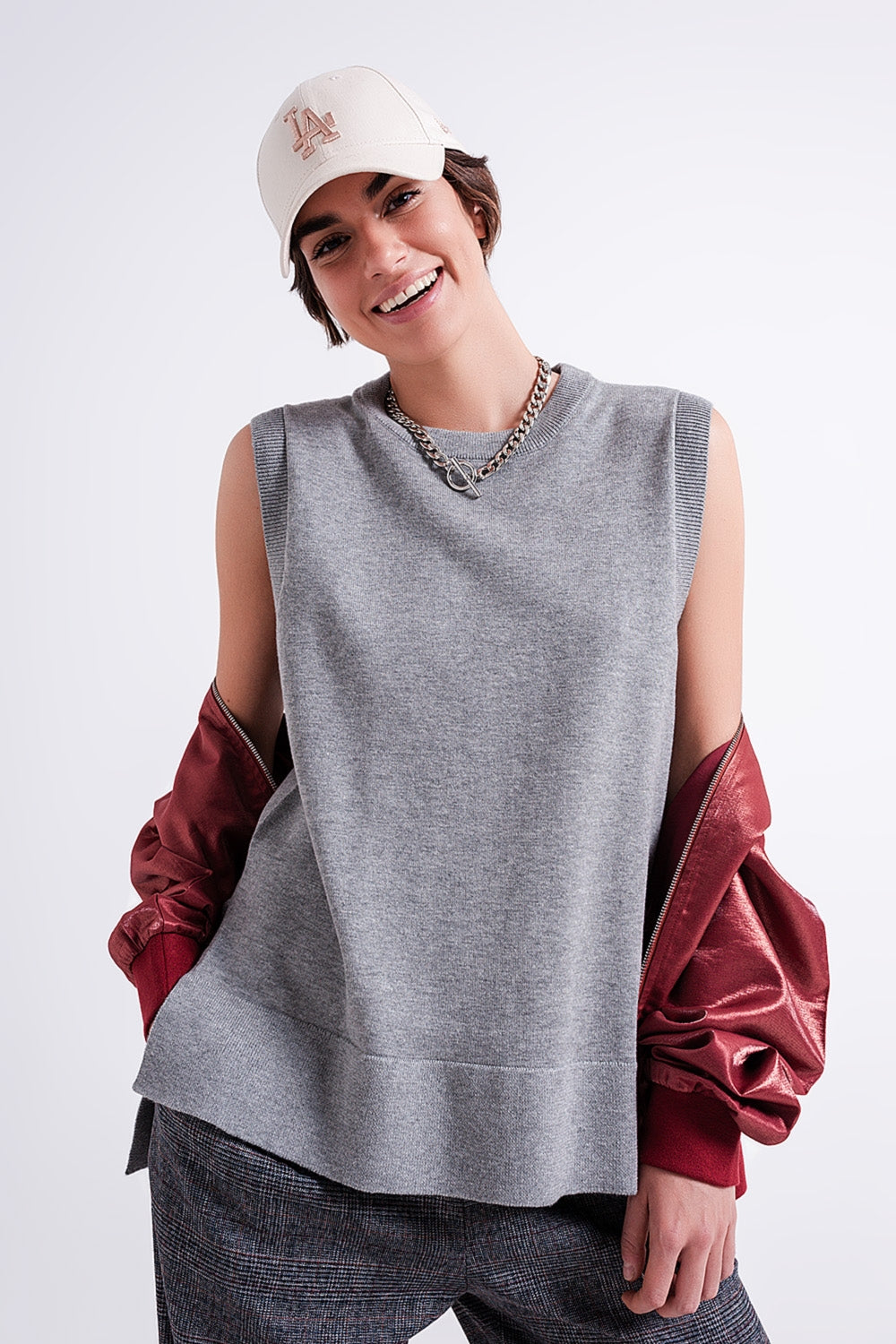Q2 Débardeur en maille gris