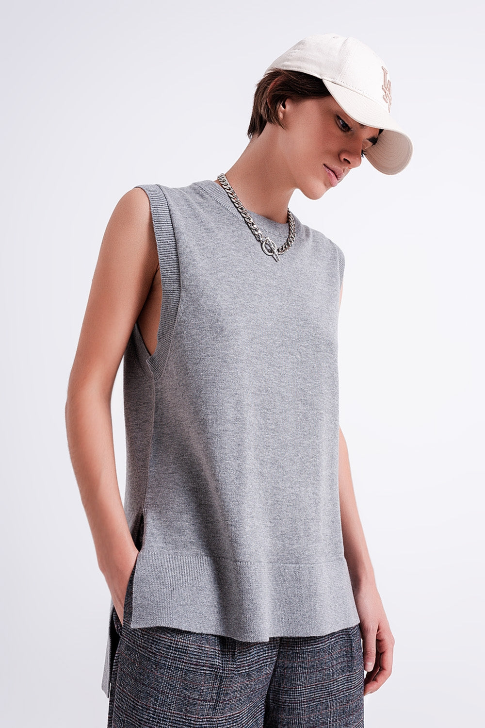 Débardeur en maille gris