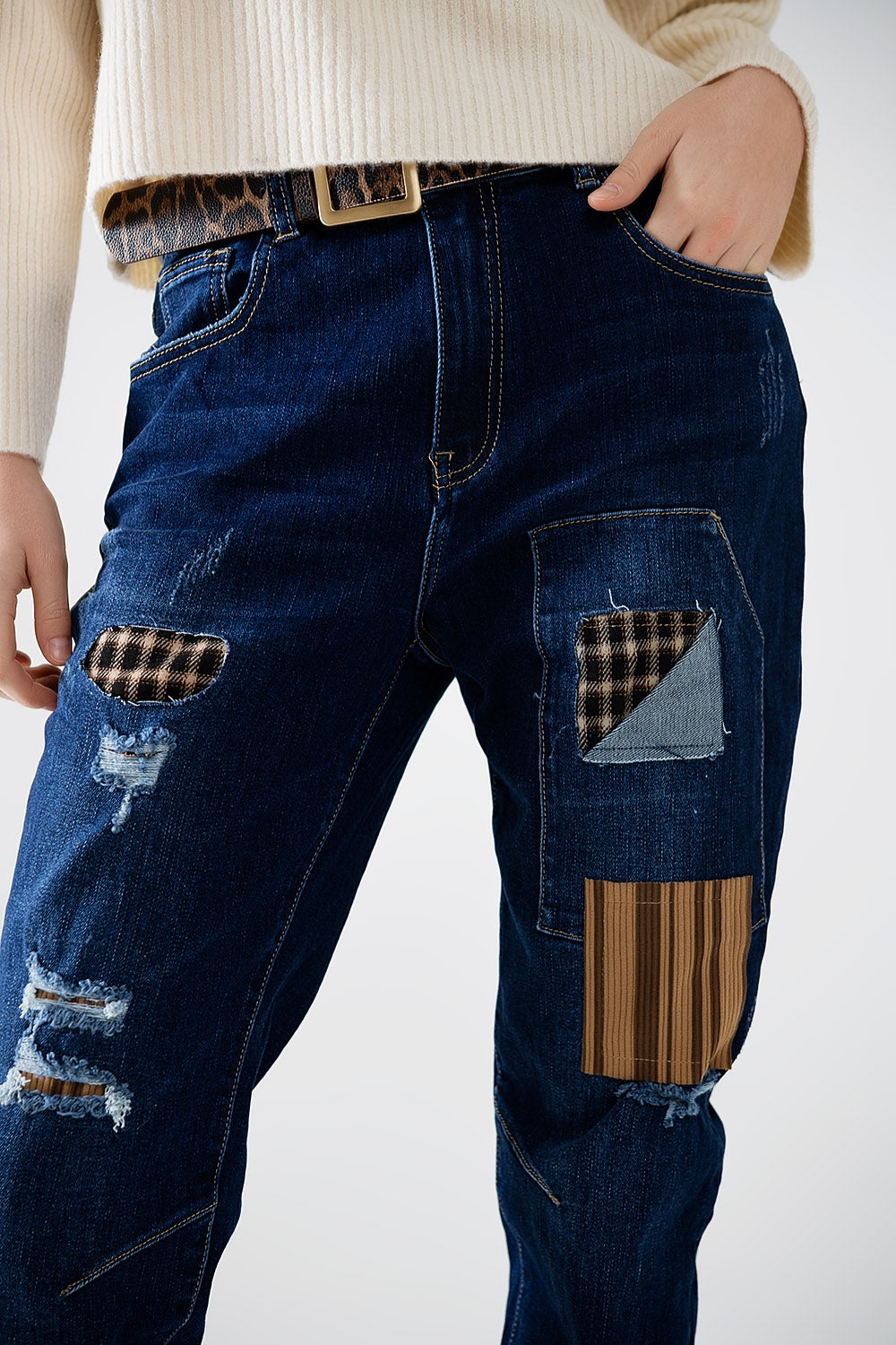 denim décontracté avec patchs