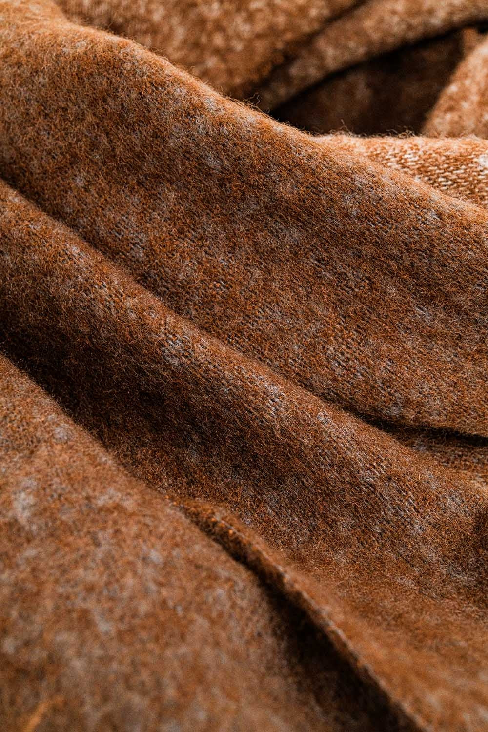 Écharpe en maille épaisse avec franges en color block marron