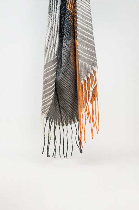 Q2 Foulard à rayures en orange et noir