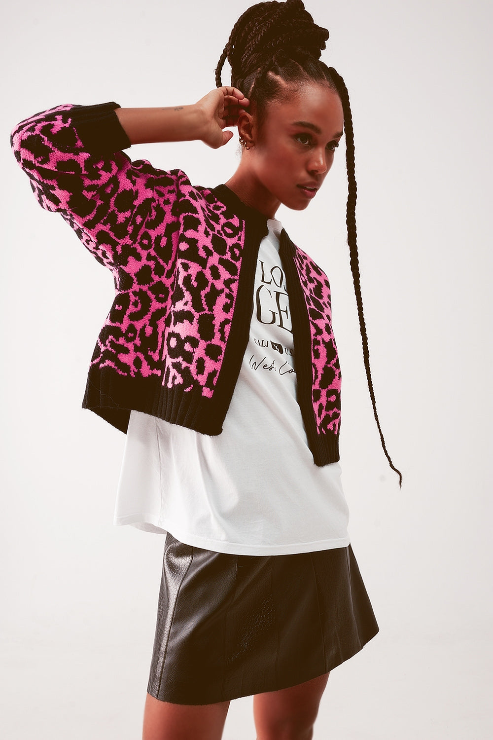 Gilet à motif animal fuchsia