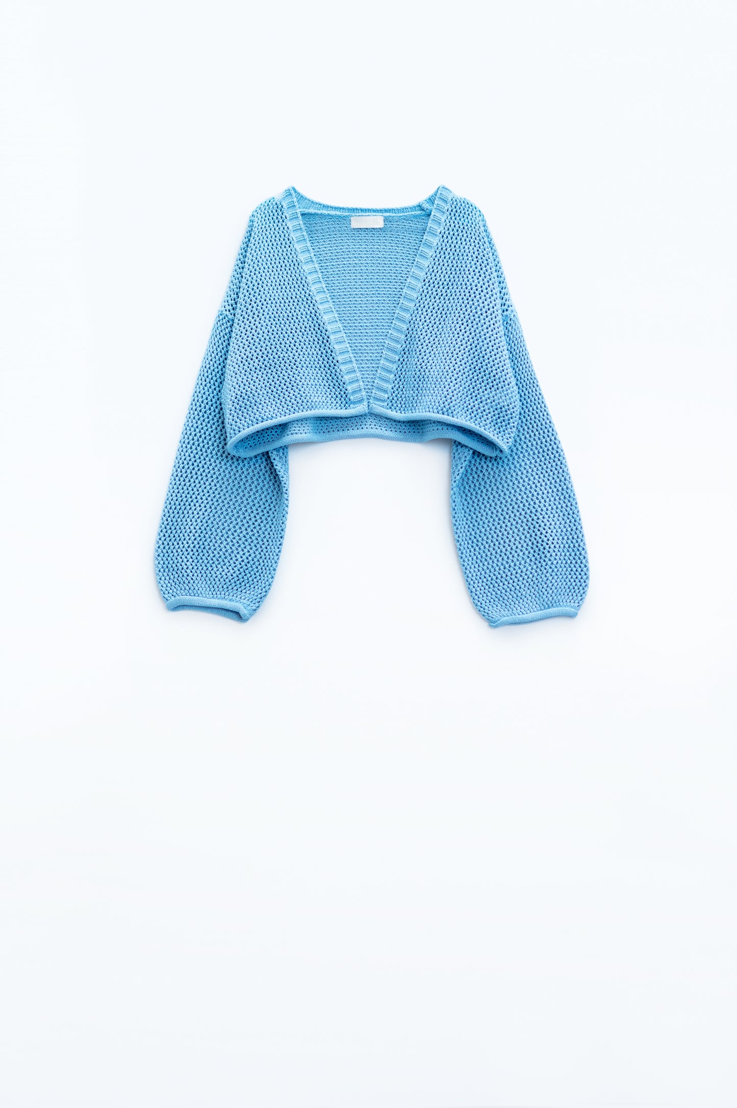 Q2 Gilet croisé basique en crochet bleu ciel