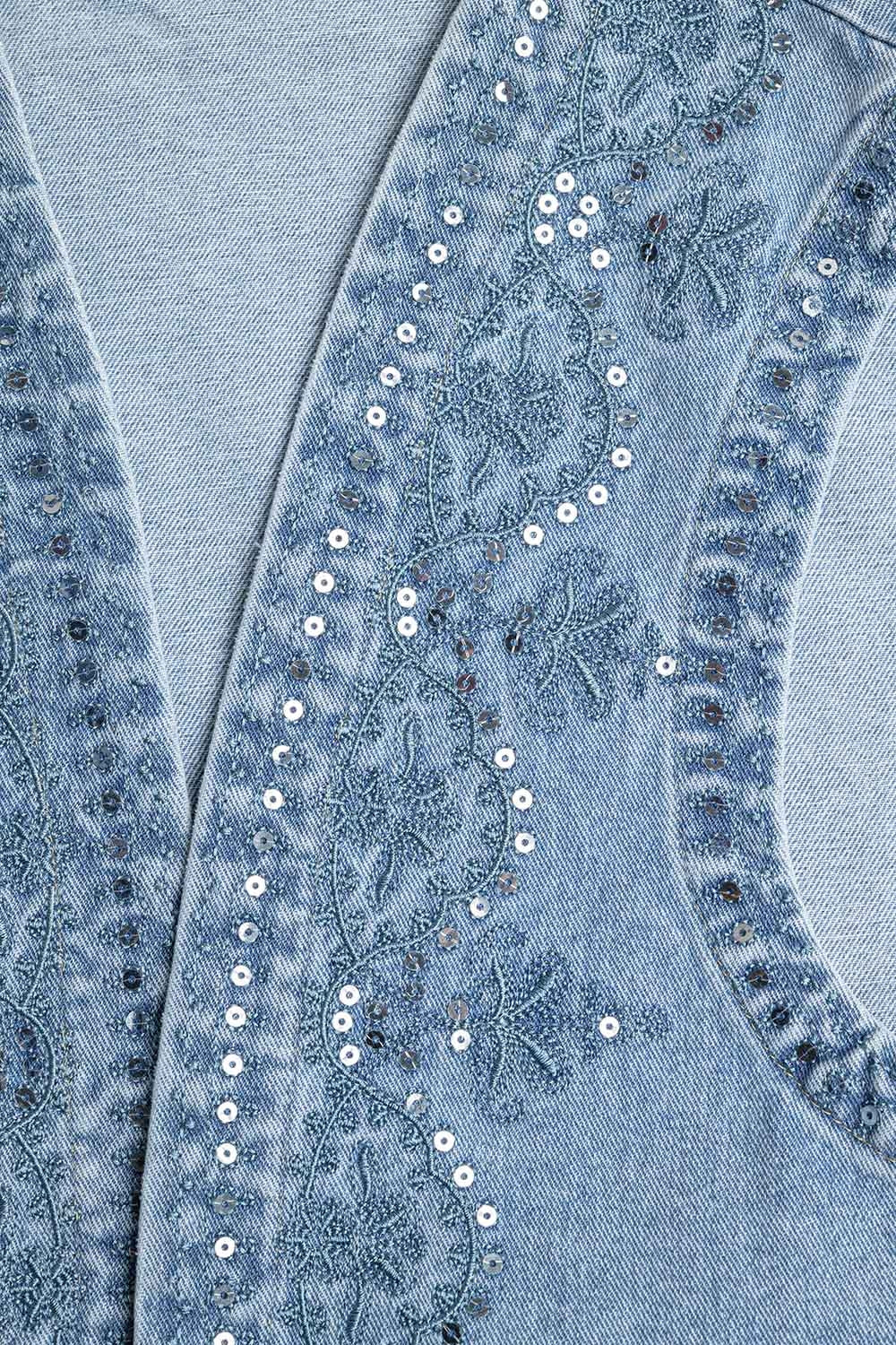 Gilet en denim avec motif à paillettes