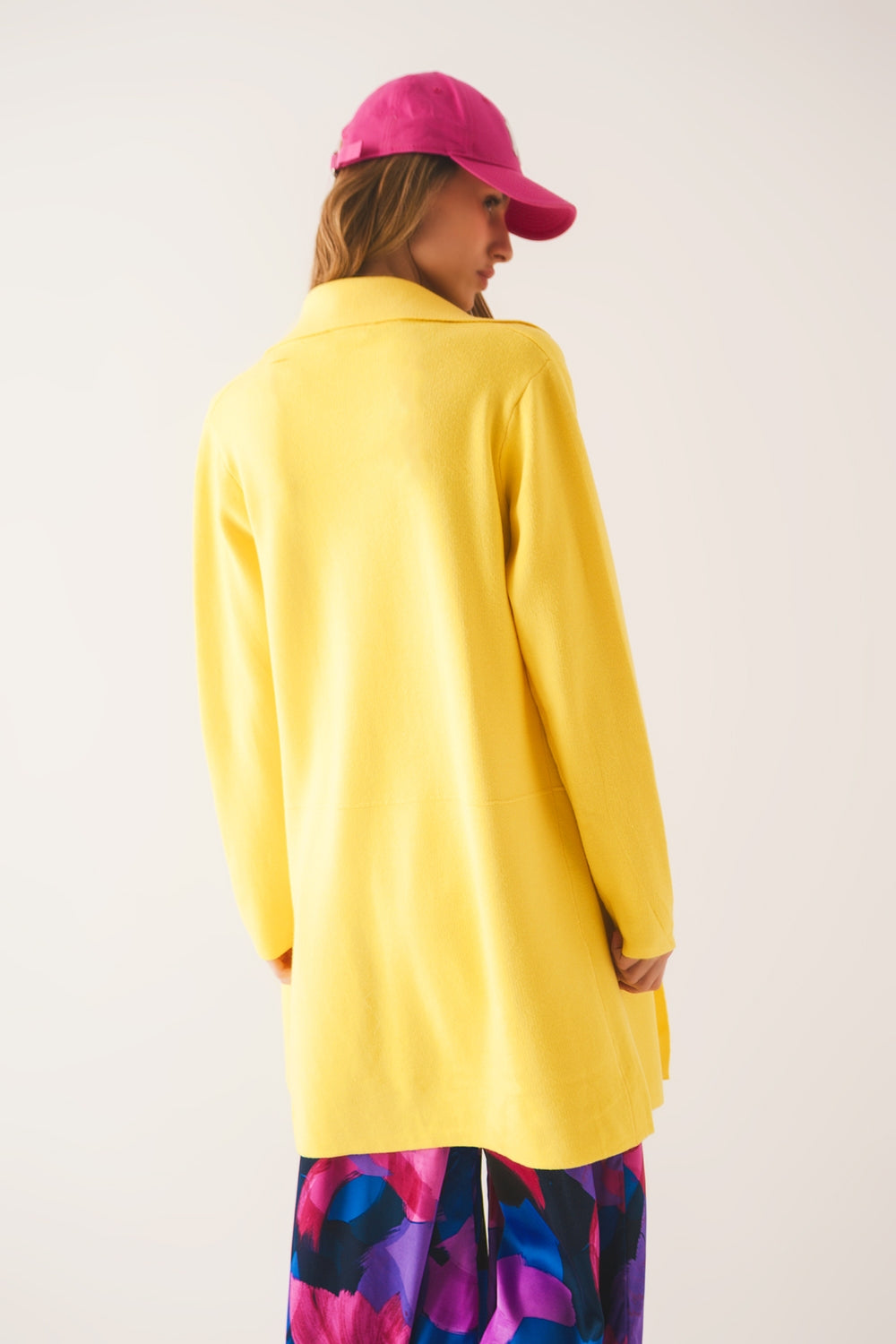 Gilet long avec col oversize jaune