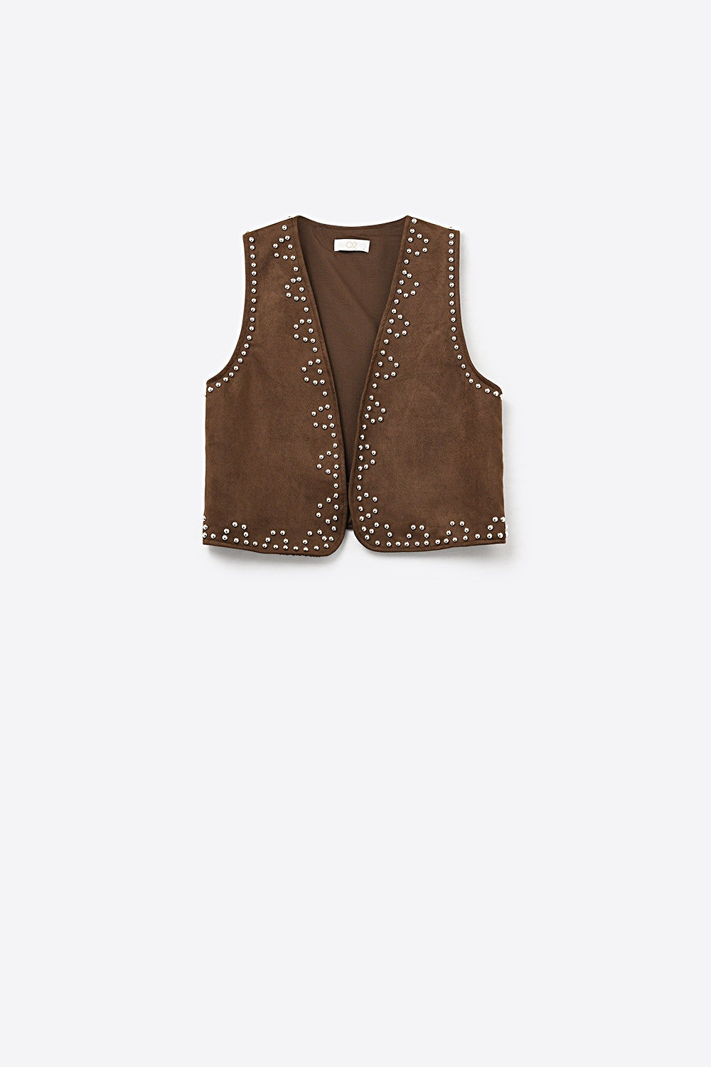 Gilet marron avec détails de clous métalliques