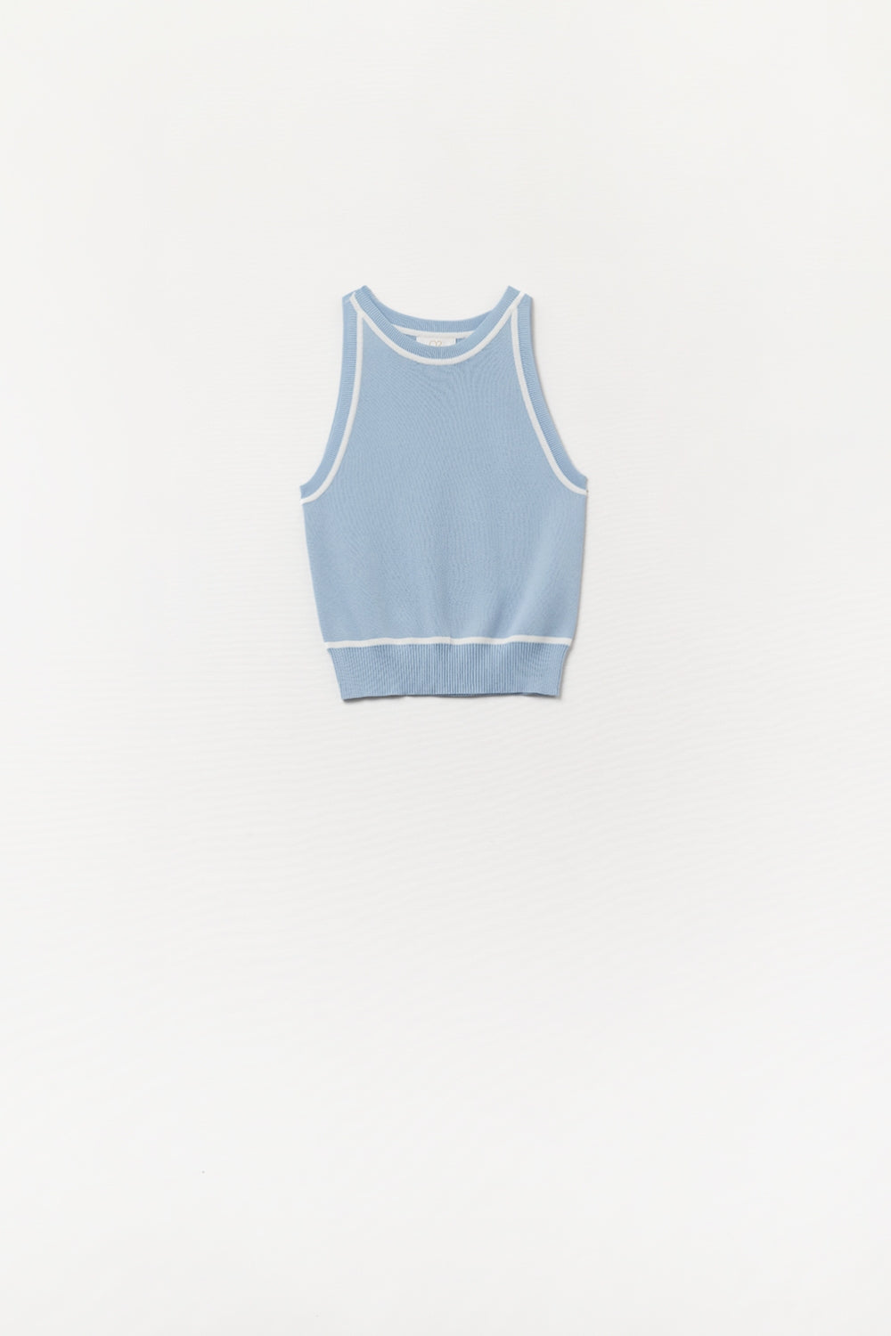 Gilet sans manches bleu avec détails de lignes blanches