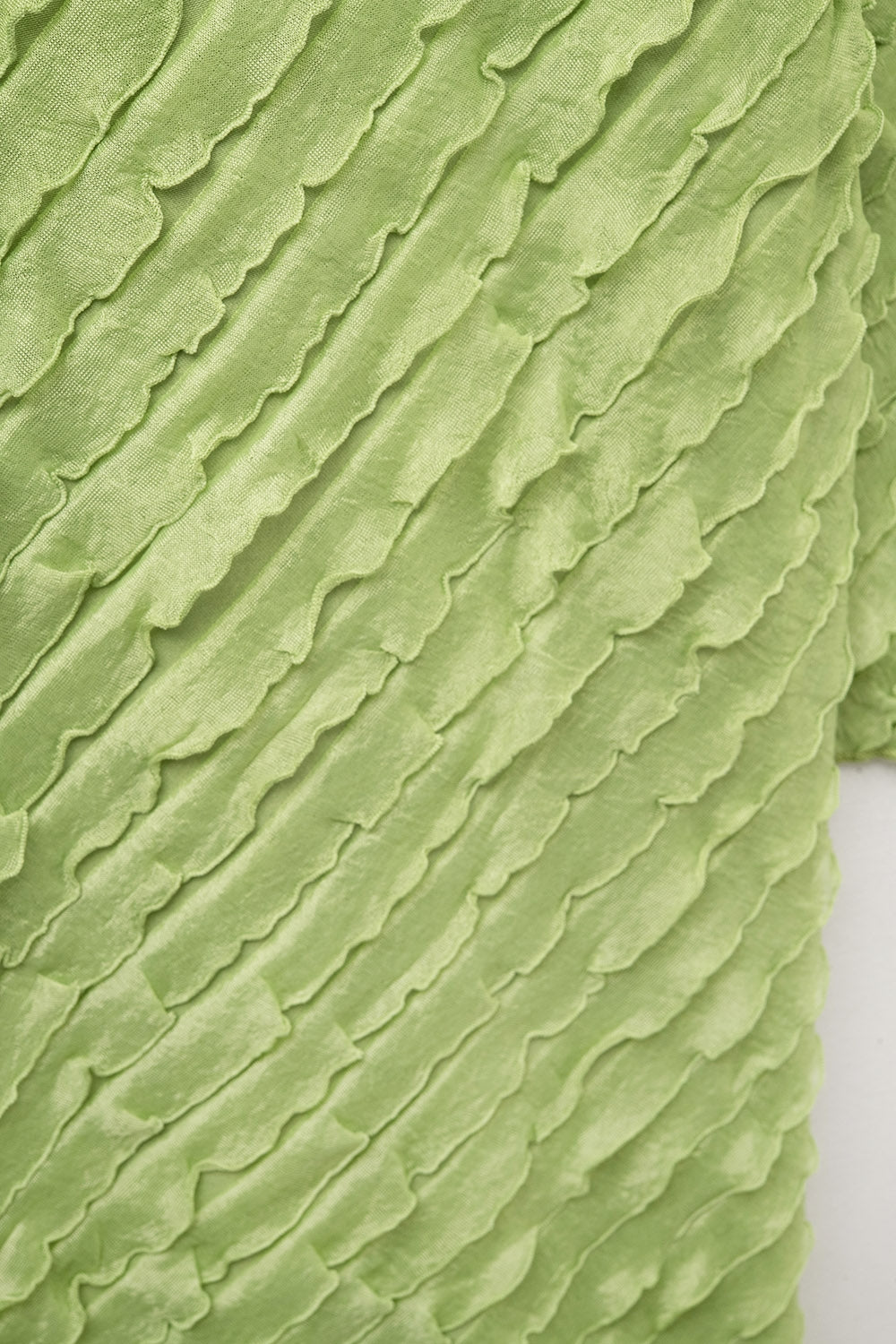 Green Maxi Dress With Bias mini Ruffle Design