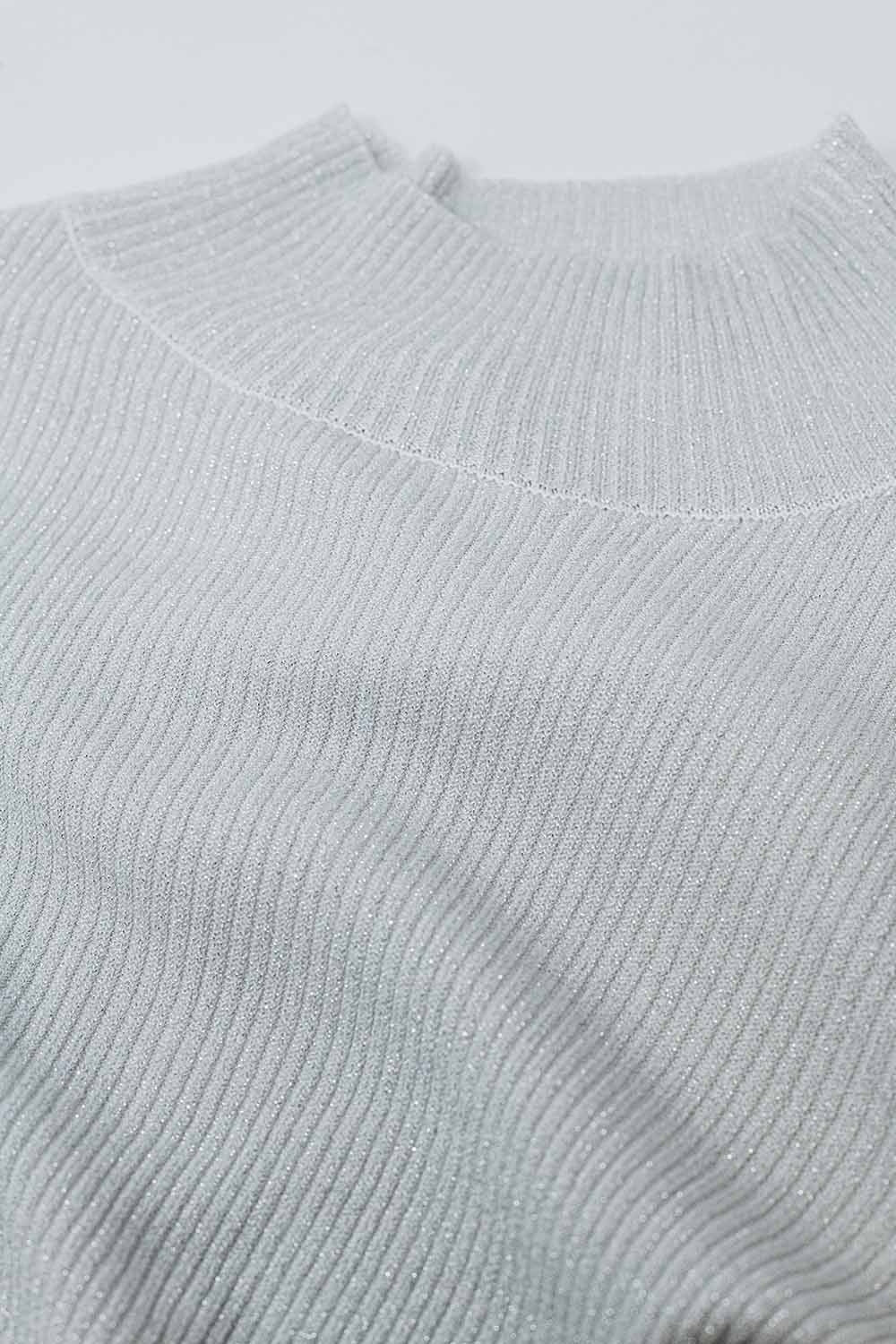 gris pailleté col trutle Pull à manches longues