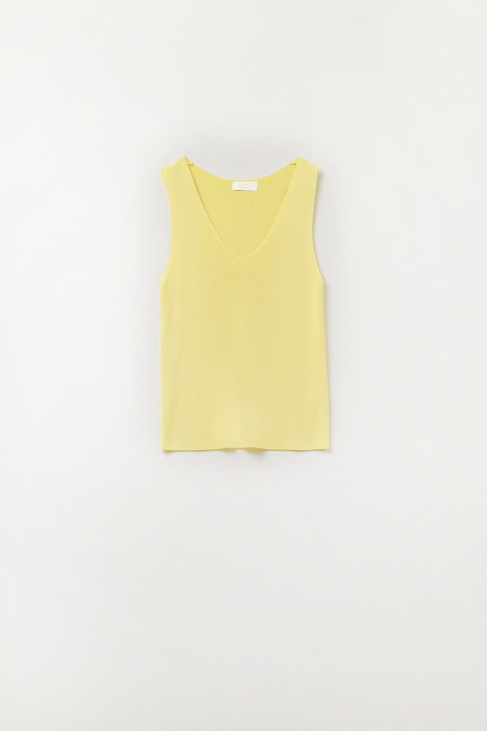 Haut jaune sans manches en maille fine avec col en V