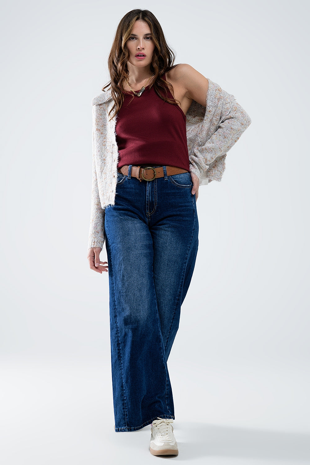 Jambe extra-large en denim lavé avec couture latérale