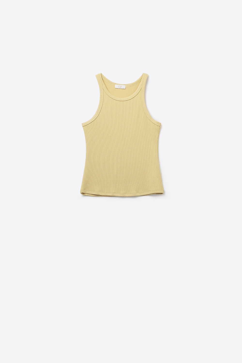Jaune T-shirt moulant de type nageur avec encolure ronde et bretelles