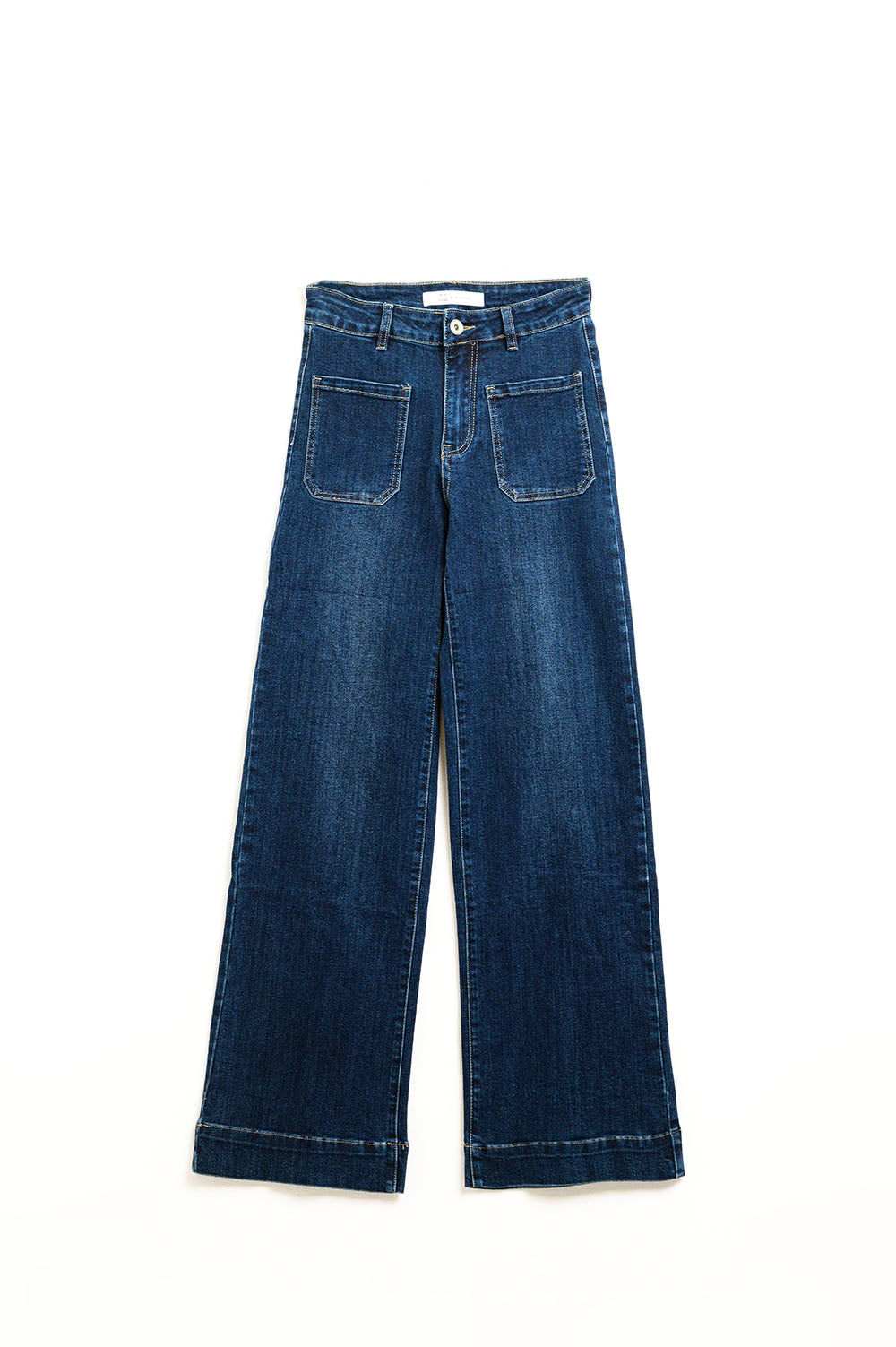 Jean à coupe large et poches en denim foncé