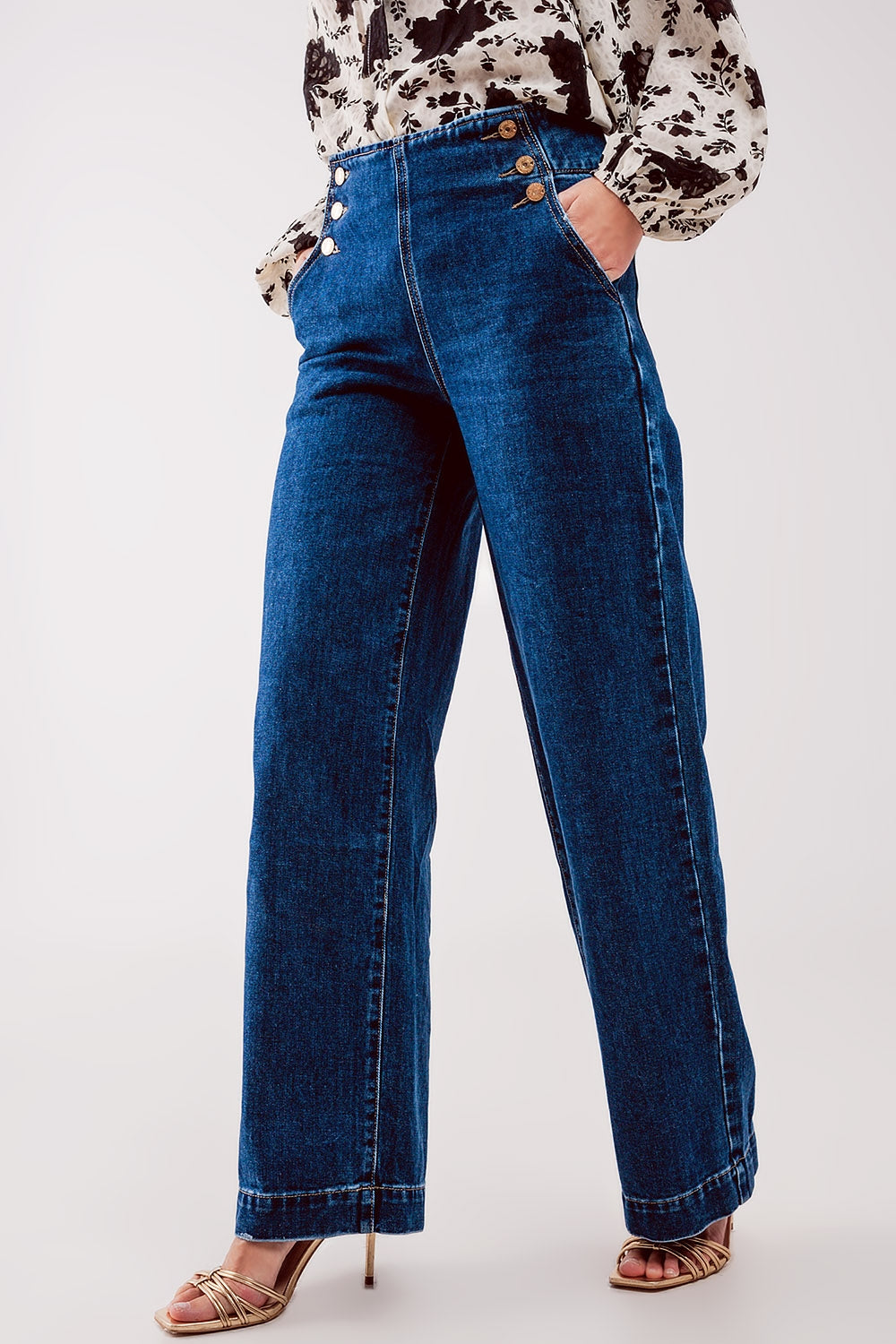 Jean à fermeture boutonnée bleu