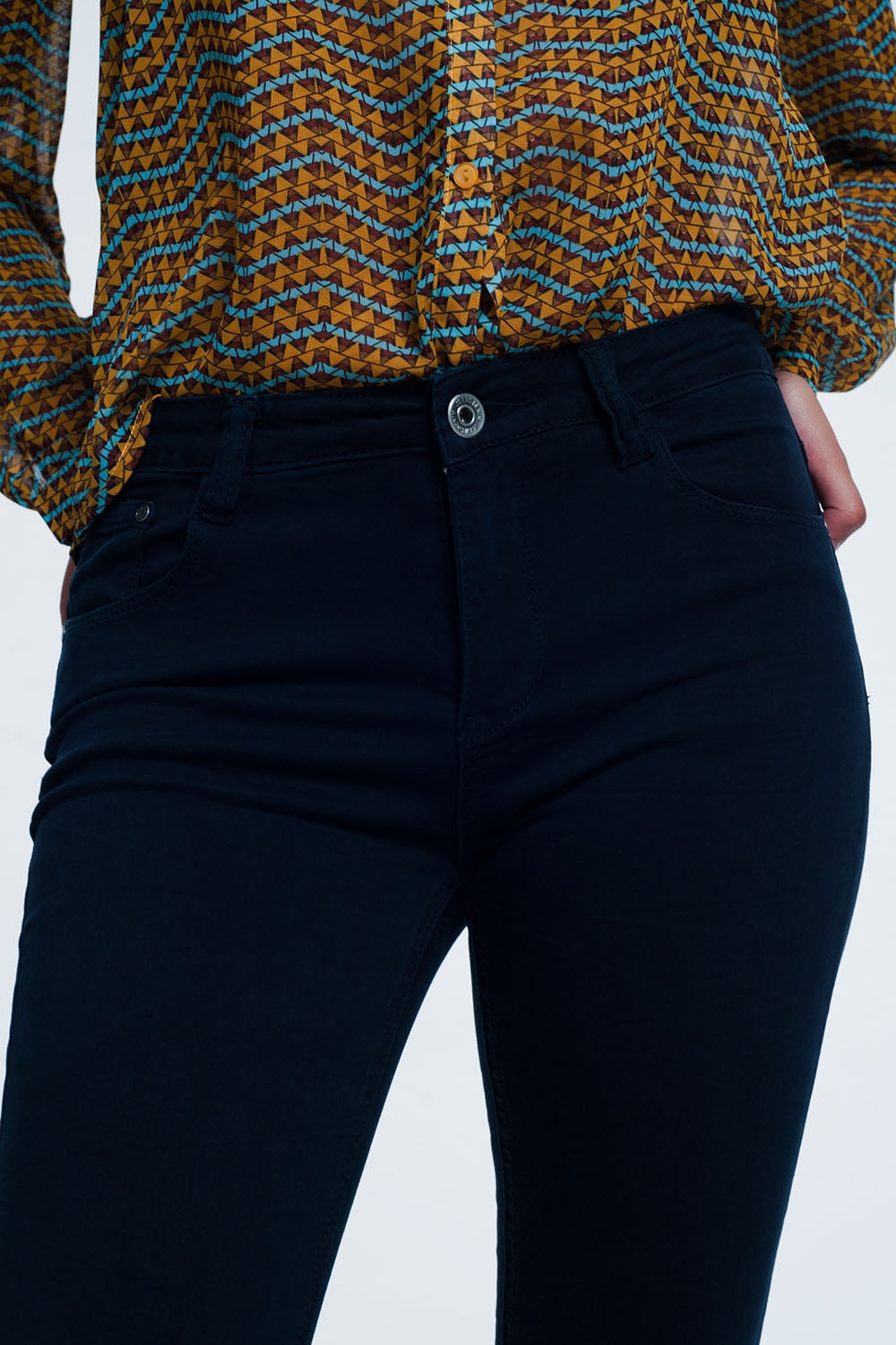 Jean à taille haute bleu marine