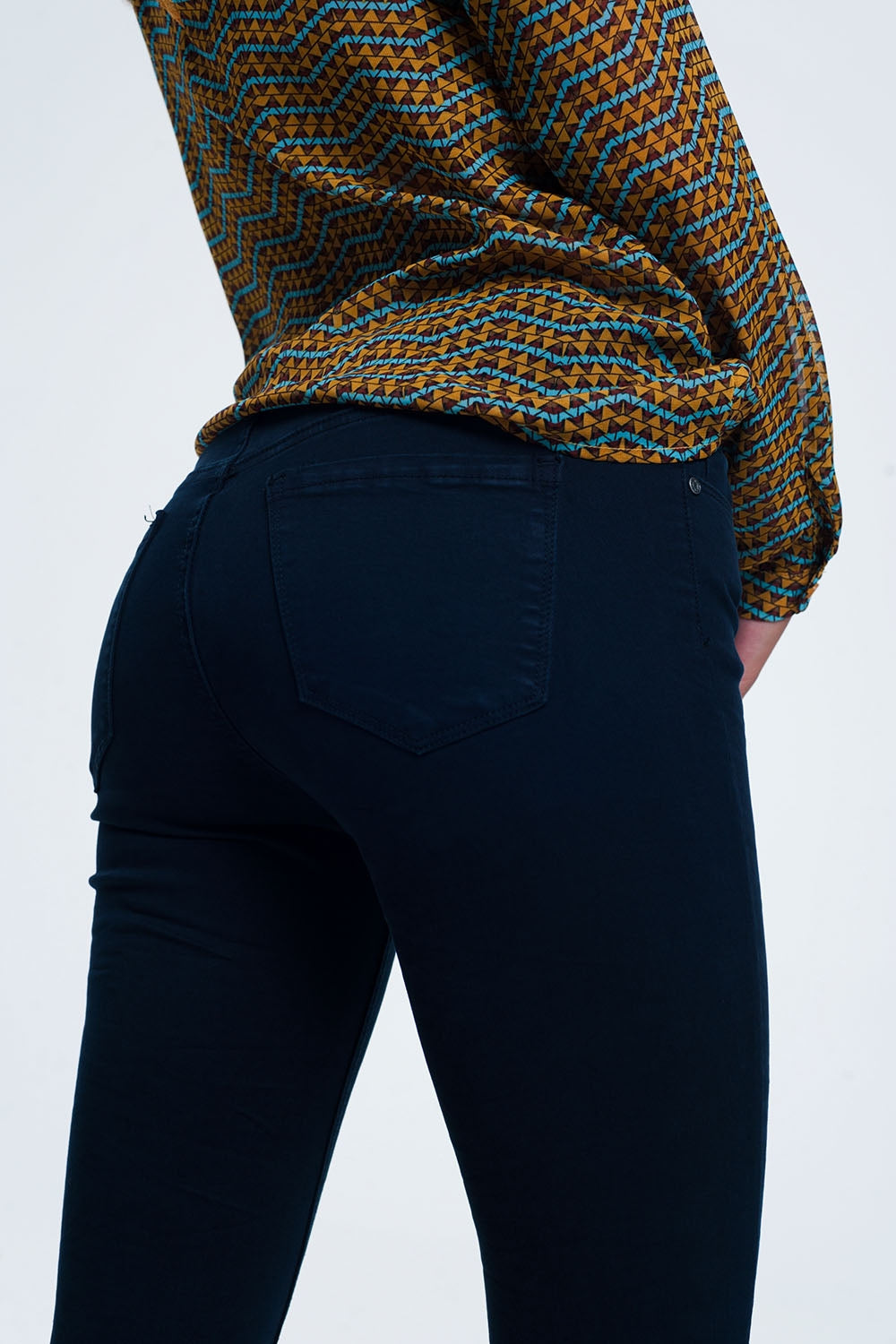Jean à taille haute bleu marine