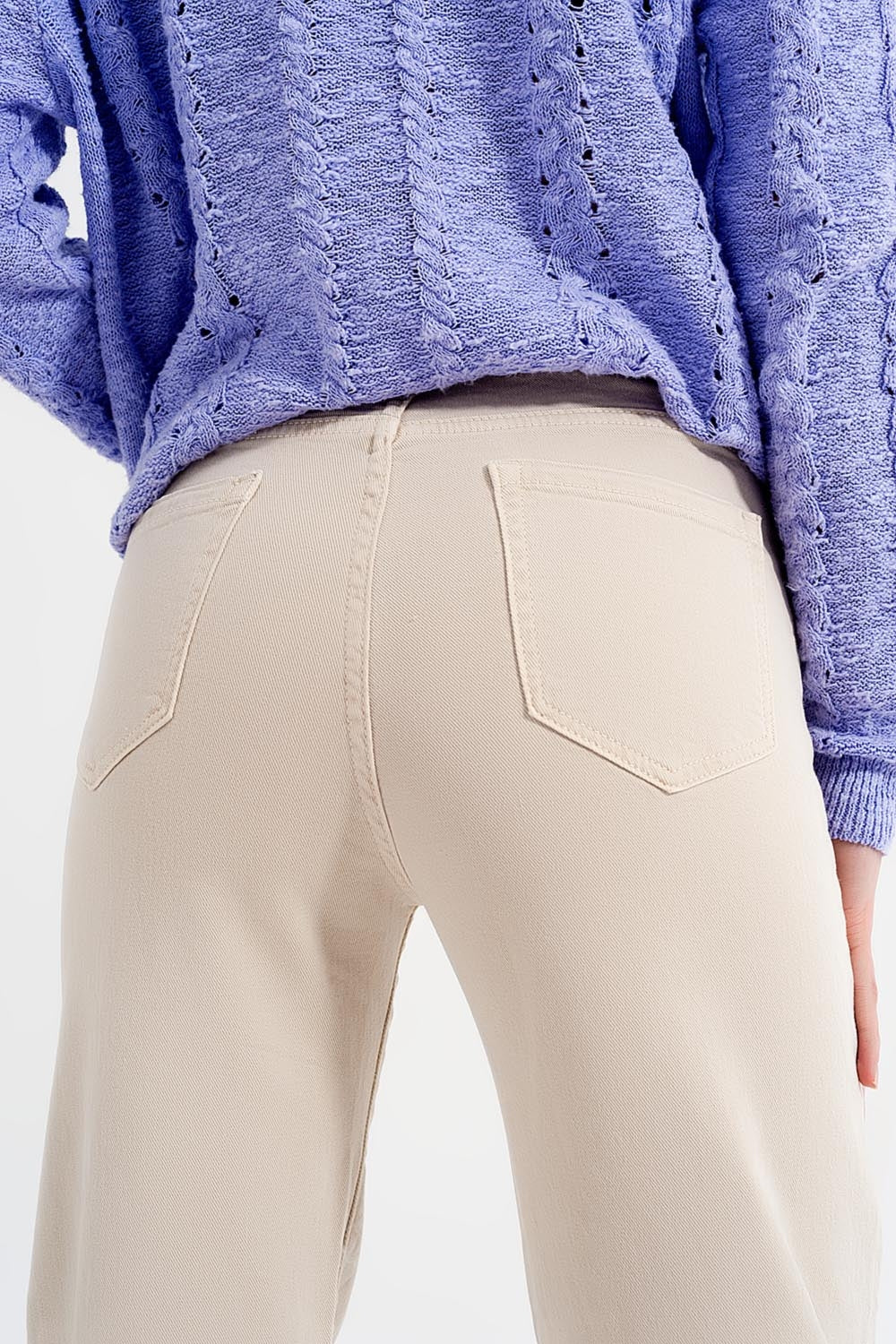 Jean ample court en beige