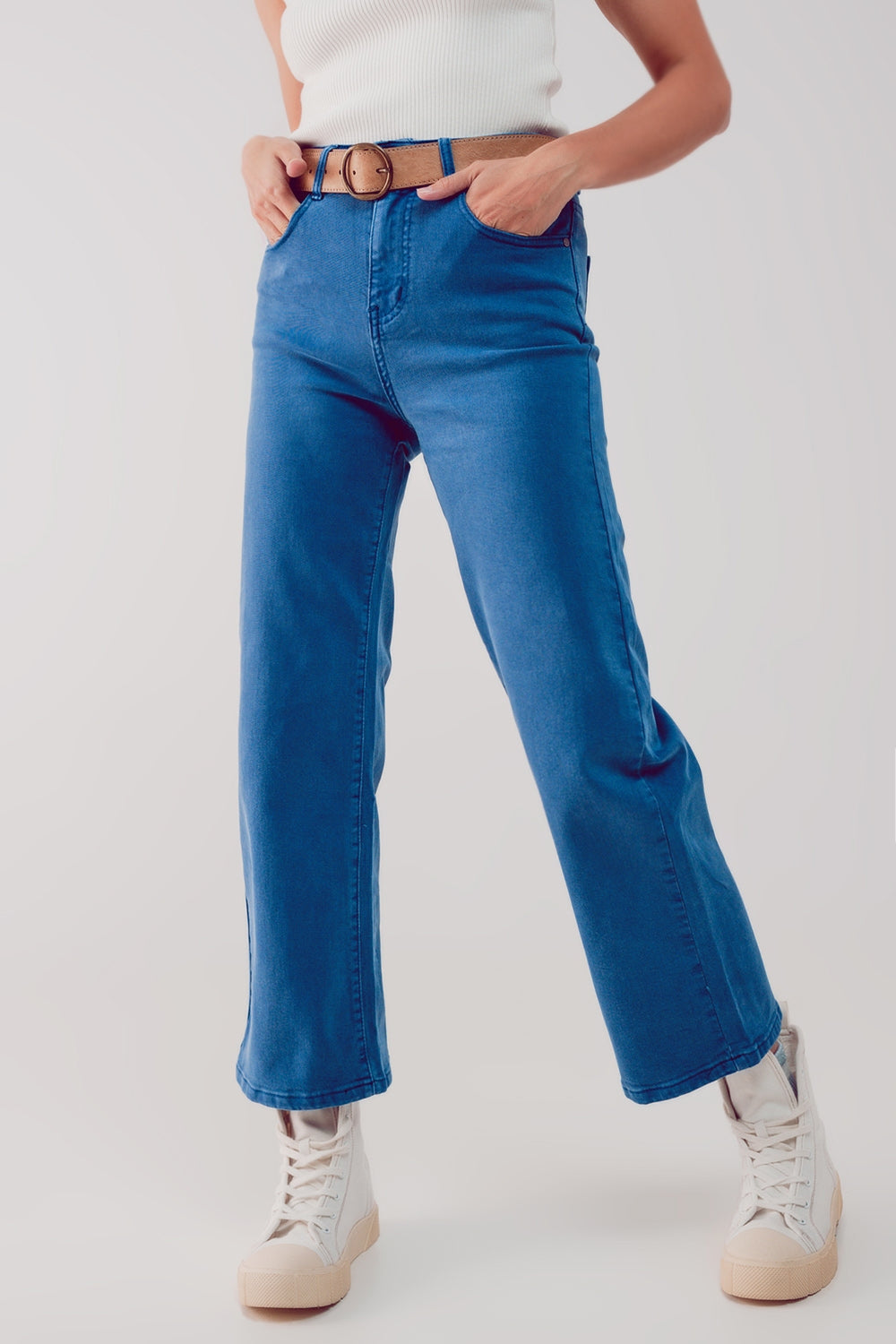 Jean ample court en bleu