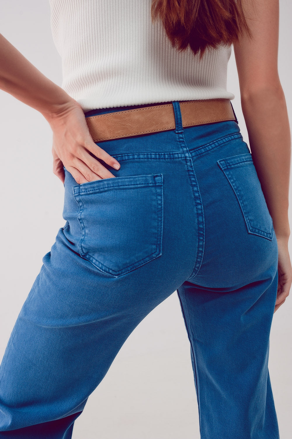 Jean ample court en bleu