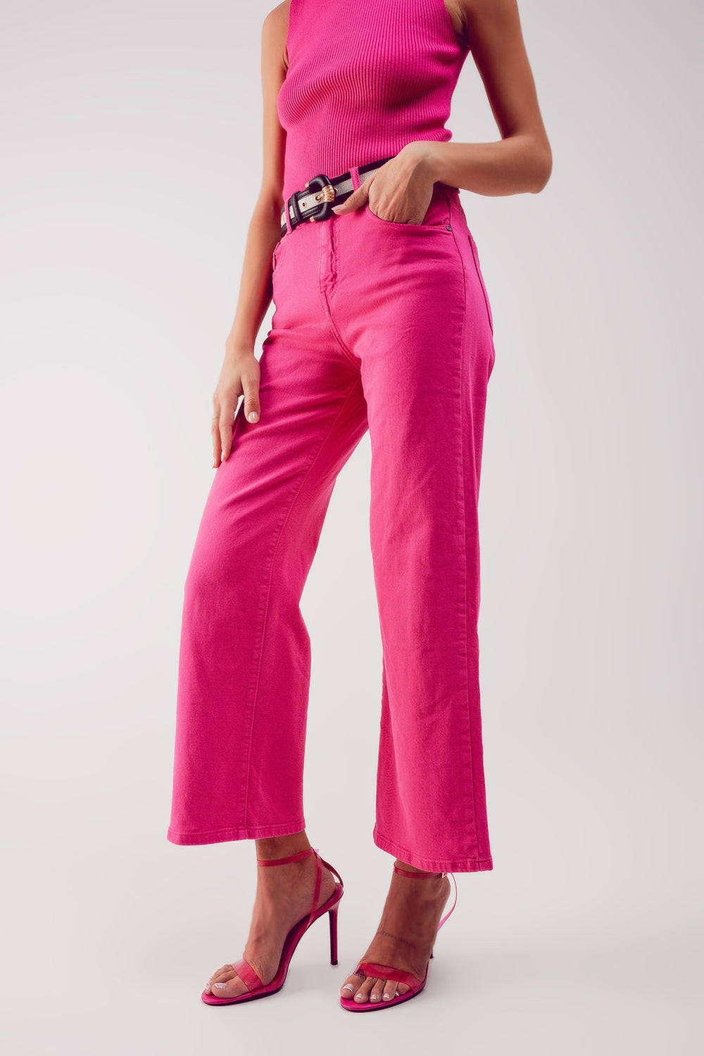 Jean ample court en fushia