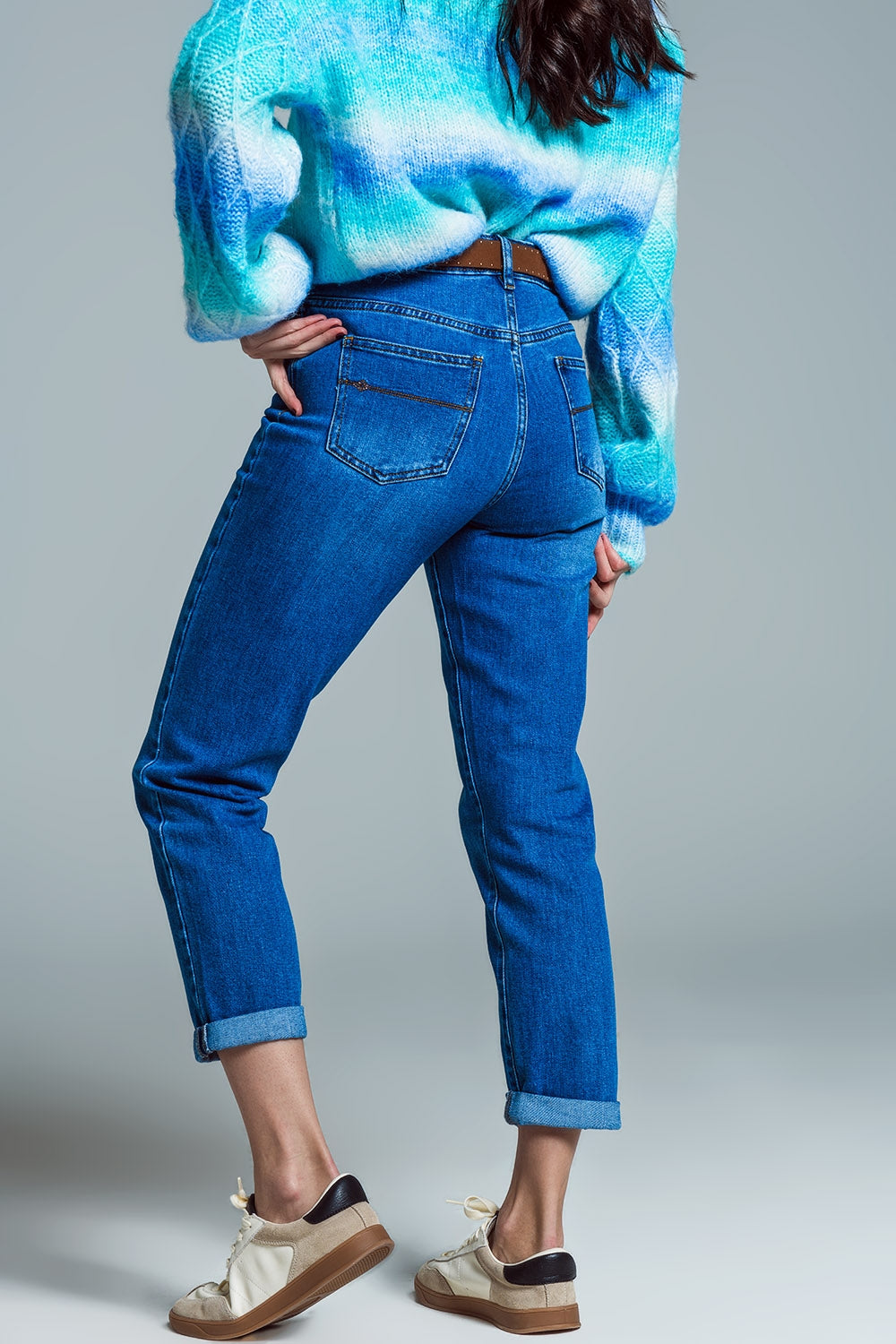 Jean basique à jambe Skinny en denim extensible délavage moyen