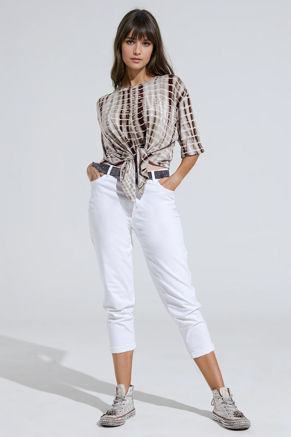 Jean basique skinny à la cheville en blanc