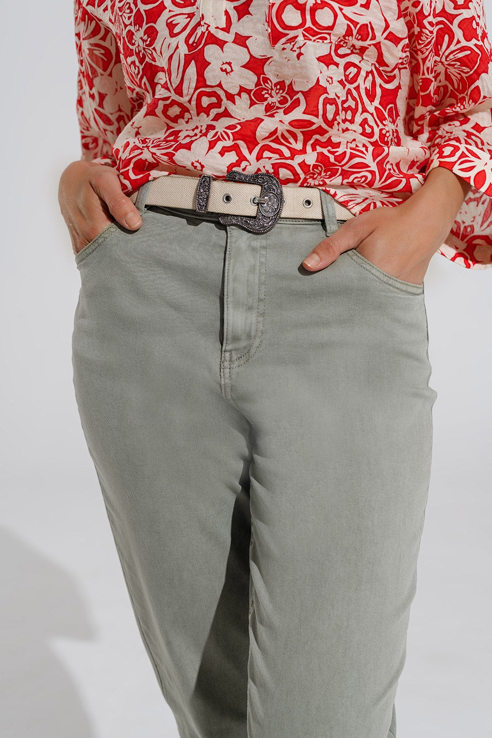 Jean basique skinny à la cheville en kakhi