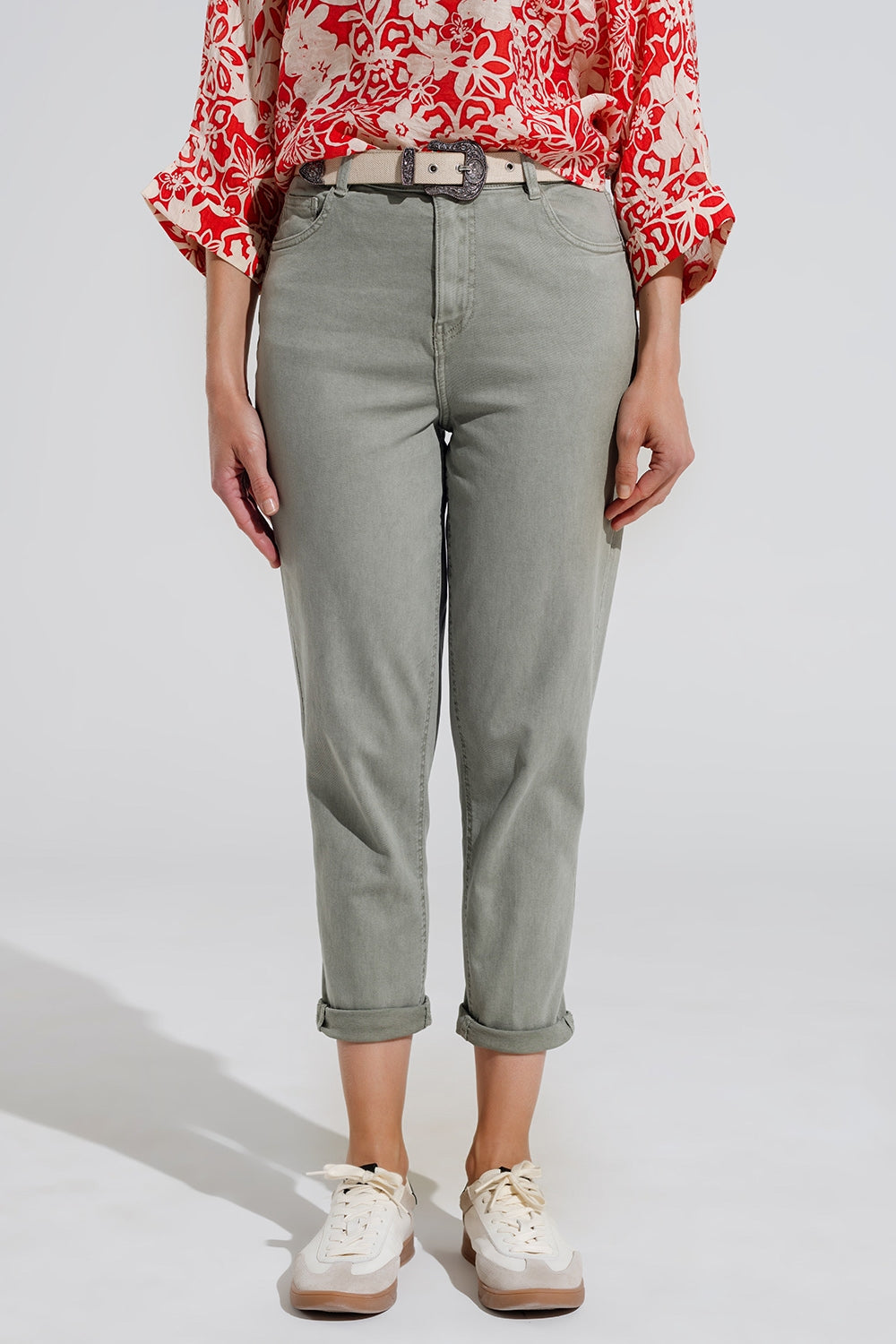 Jean basique skinny à la cheville en kakhi