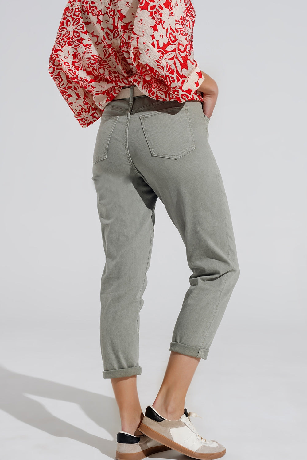 Jean basique skinny à la cheville en kakhi