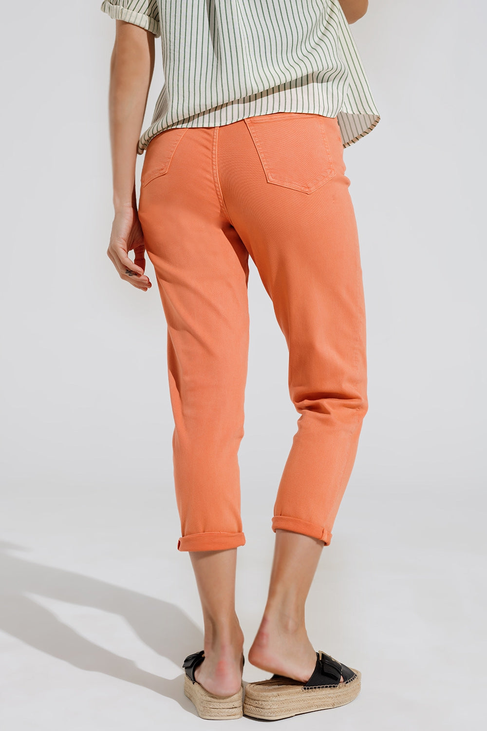 Jean basique skinny à la cheville en orange