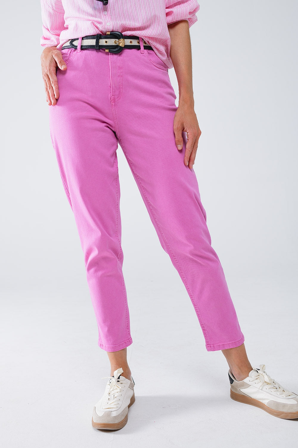 Jean basique skinny à la cheville en rose