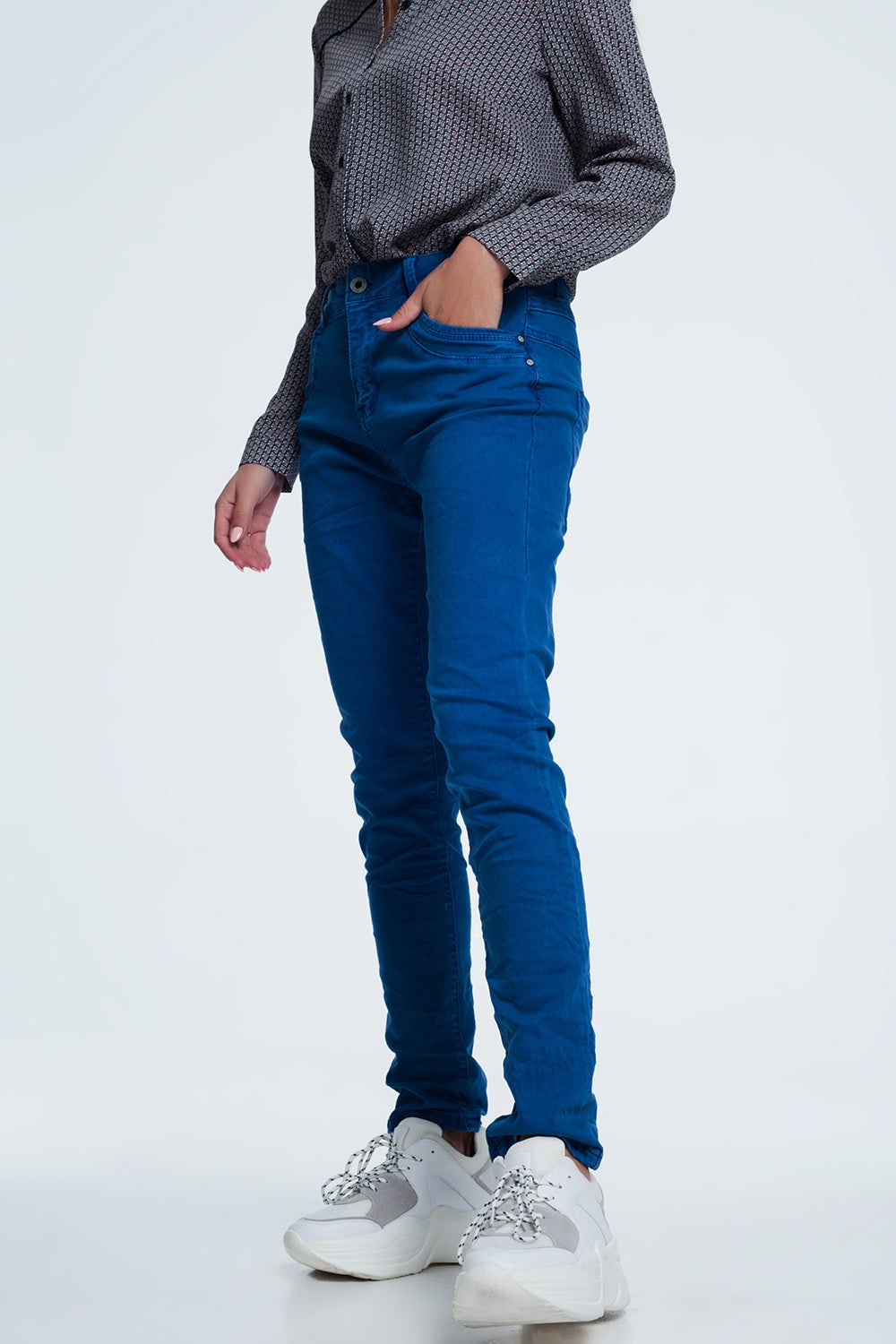 jean bleu orange avec entrejambe bas