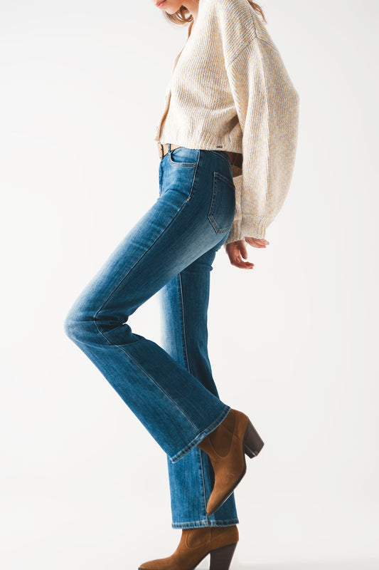 Q2 Jean bootcut évasé à taille haute