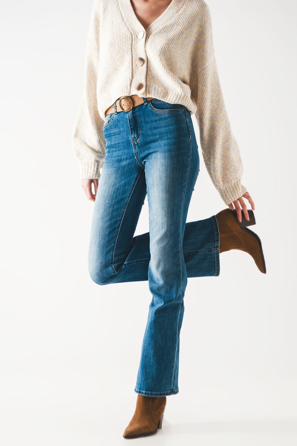 Jean bootcut évasé à taille haute