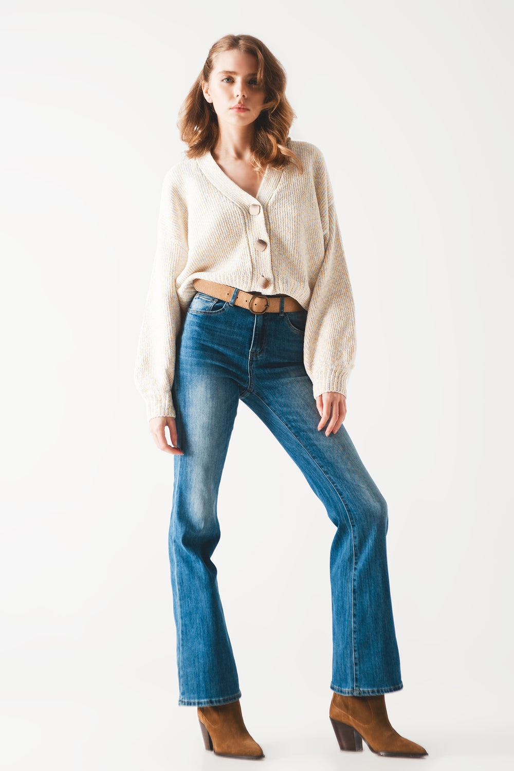 Jean bootcut évasé à taille haute