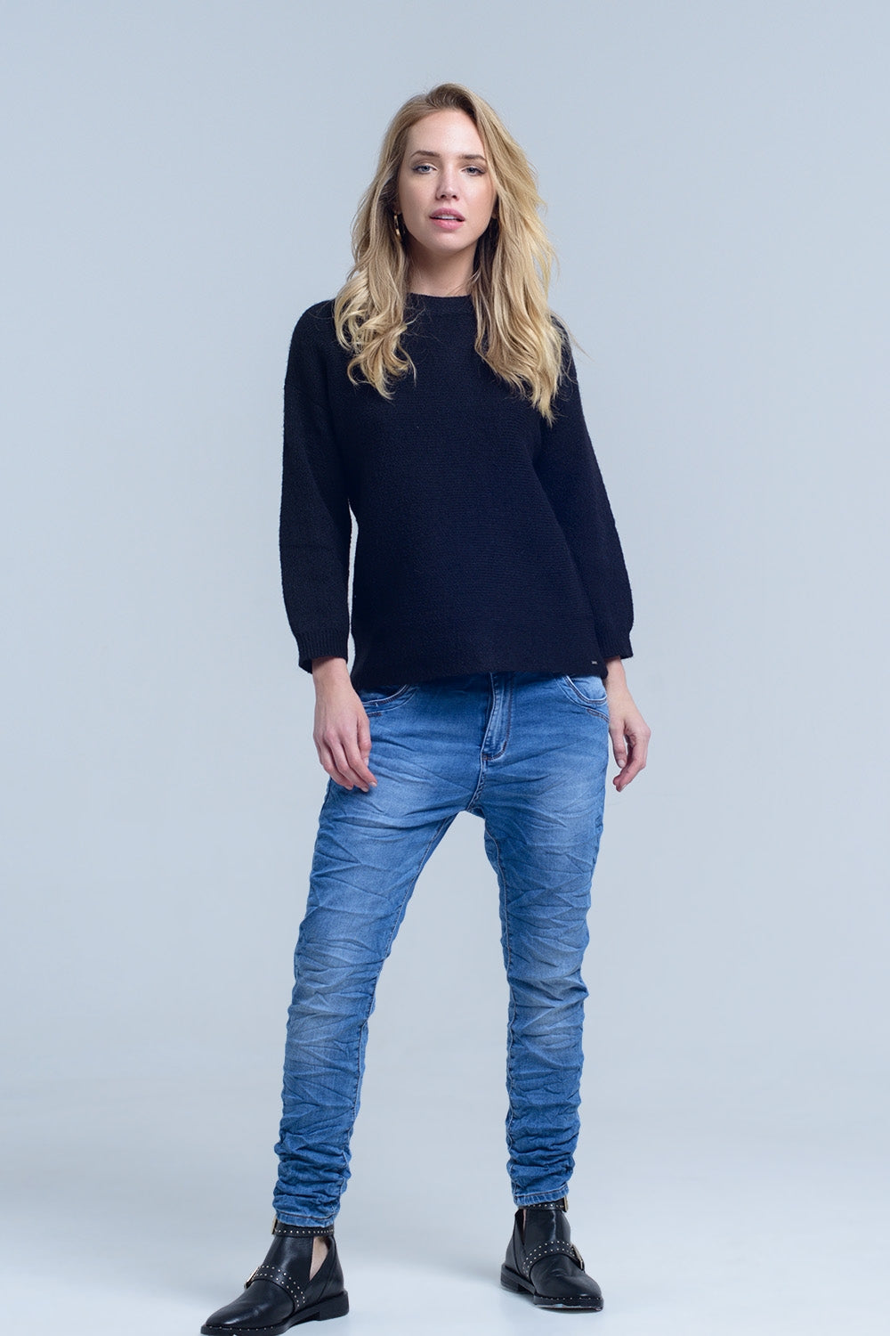 Jean boyfriend avec poche zippée