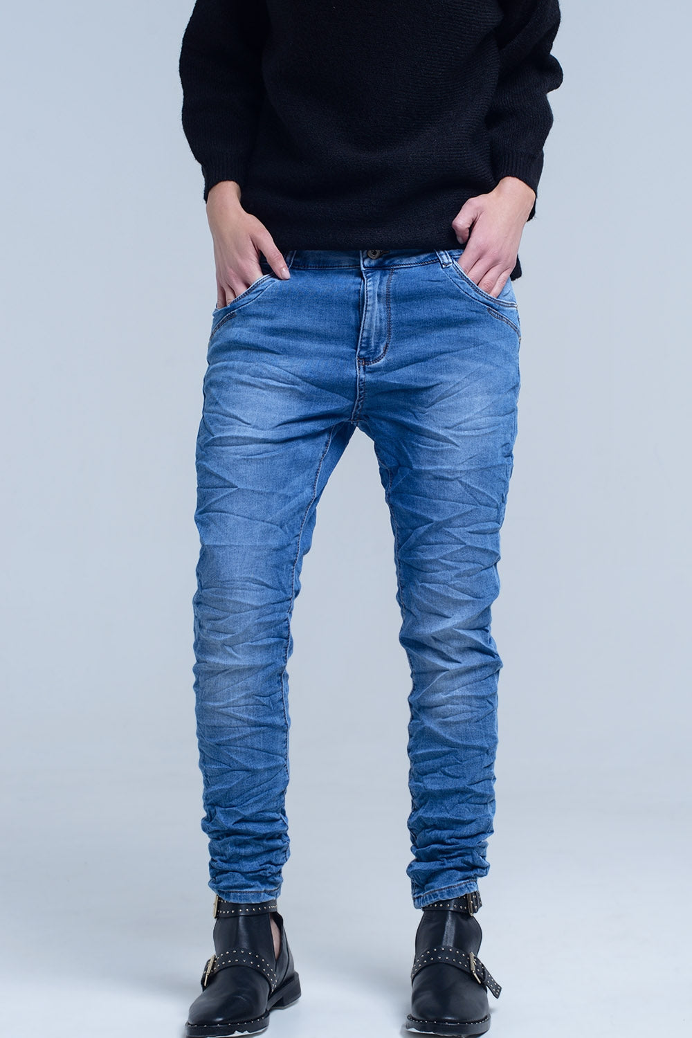 Jean boyfriend avec poche zippée