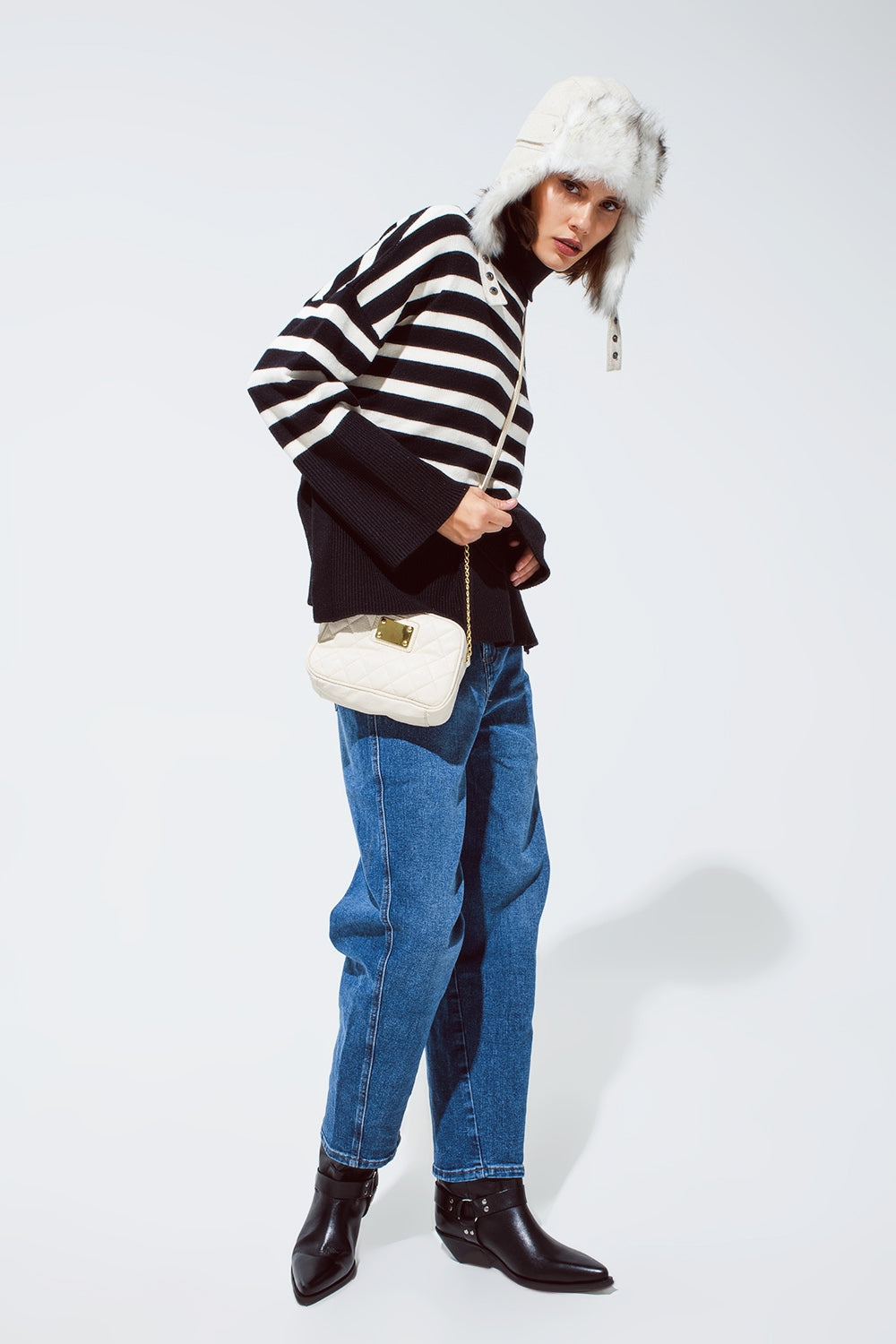 Jean boyfriend surdimensionné bleu foncé