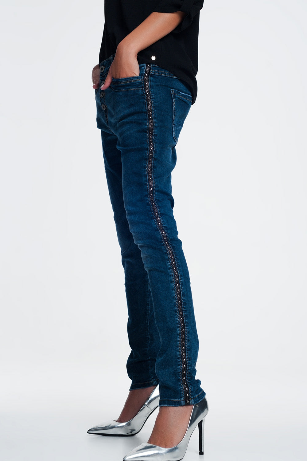 Jean clouté look cuir