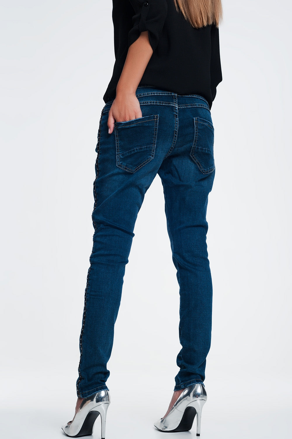 Jean clouté look cuir