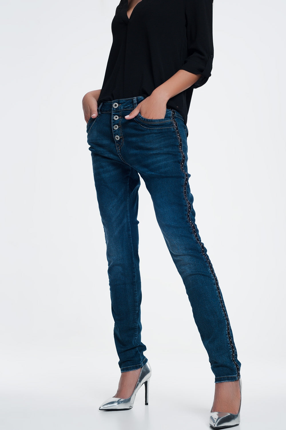 Jean clouté look cuir