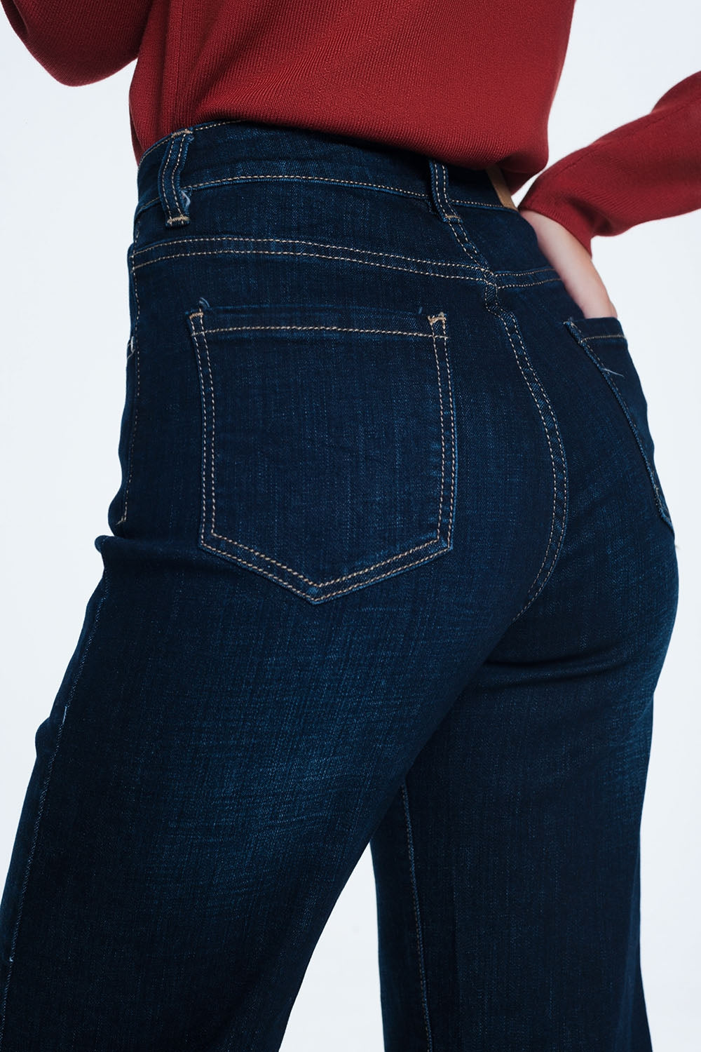 Jean court et large taille haute