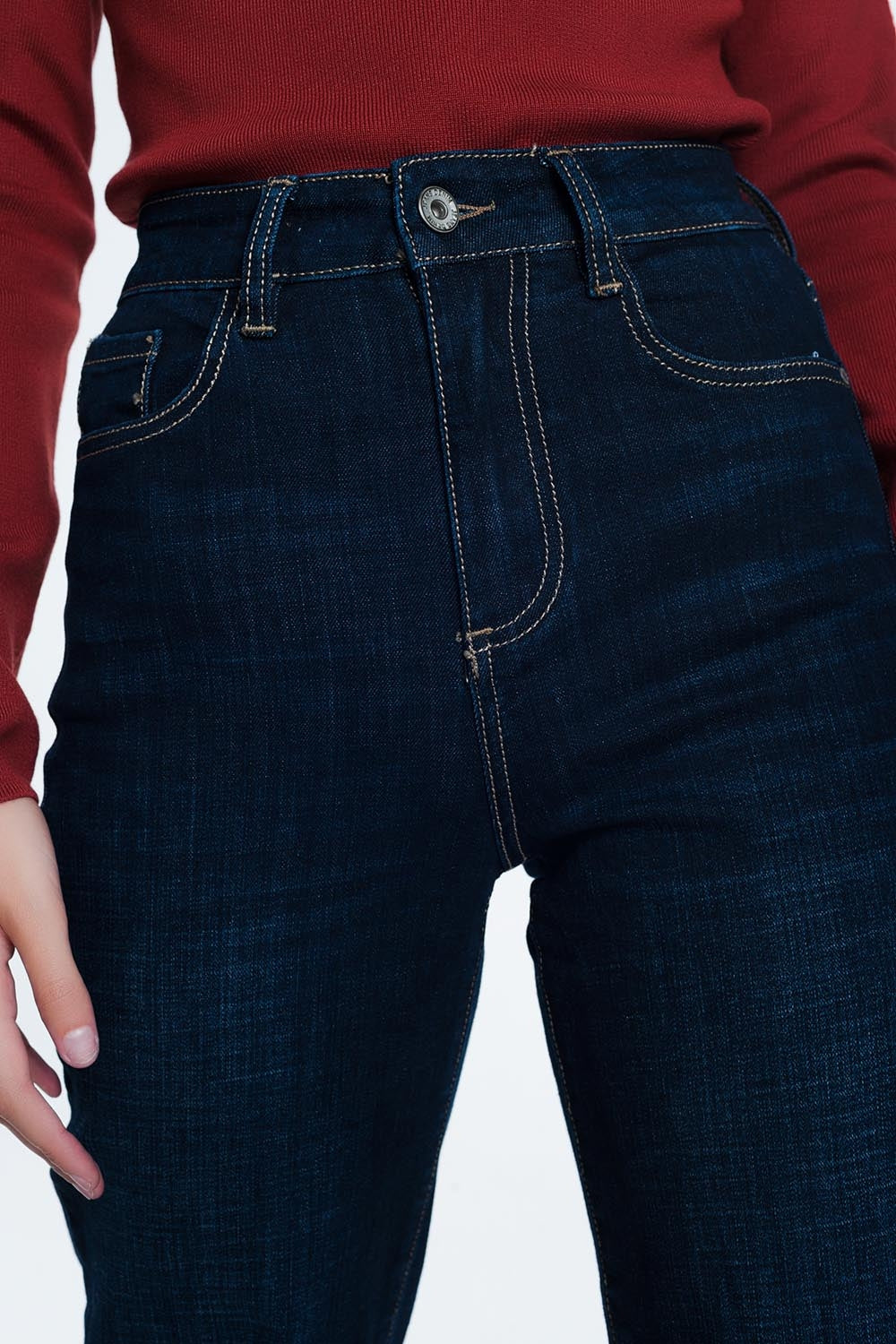 Jean court et large taille haute