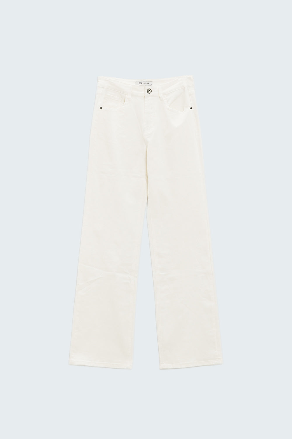 Jean droit en denim stretch avec 5 poches en blanc