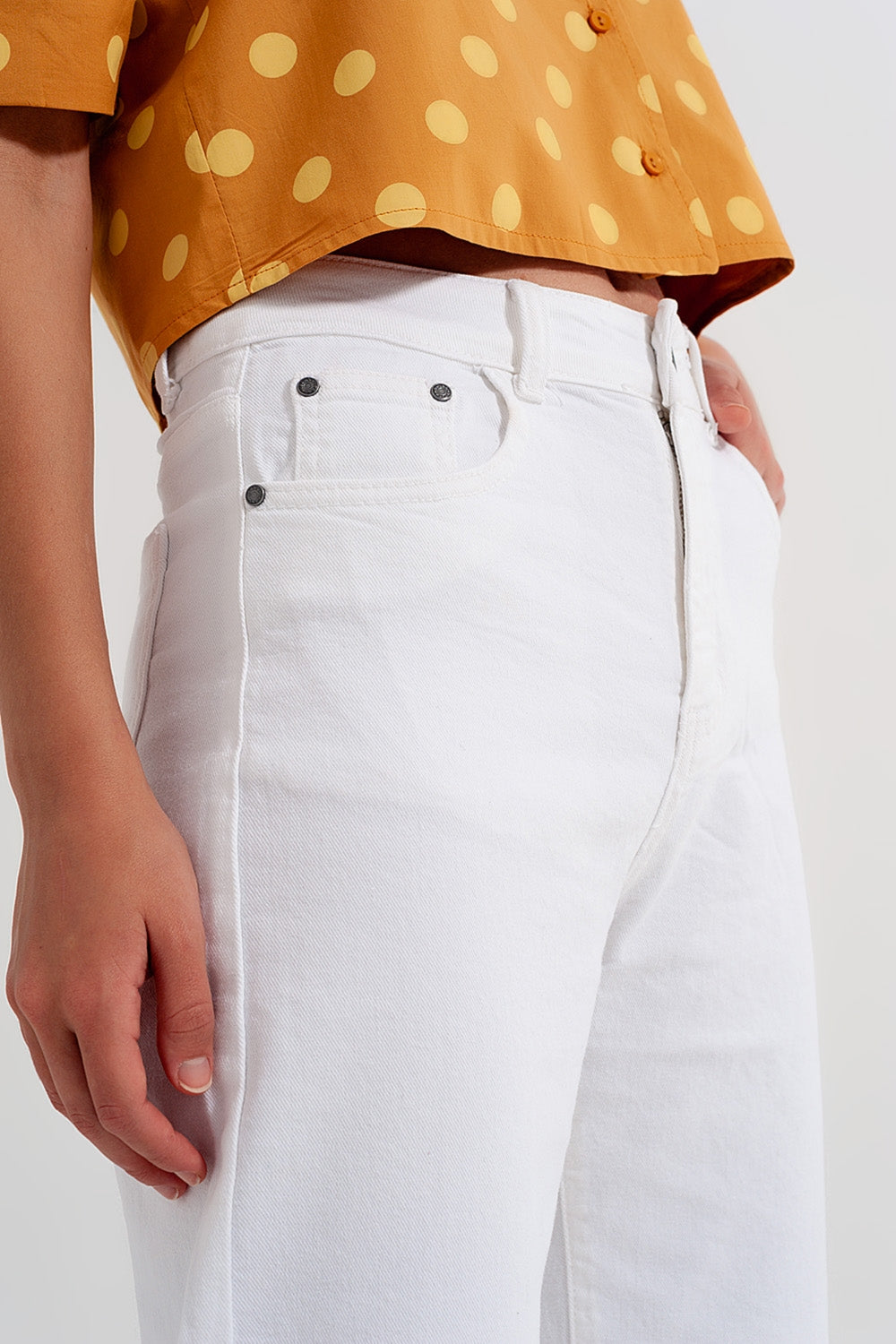 Jean droit longueur cheville blanc