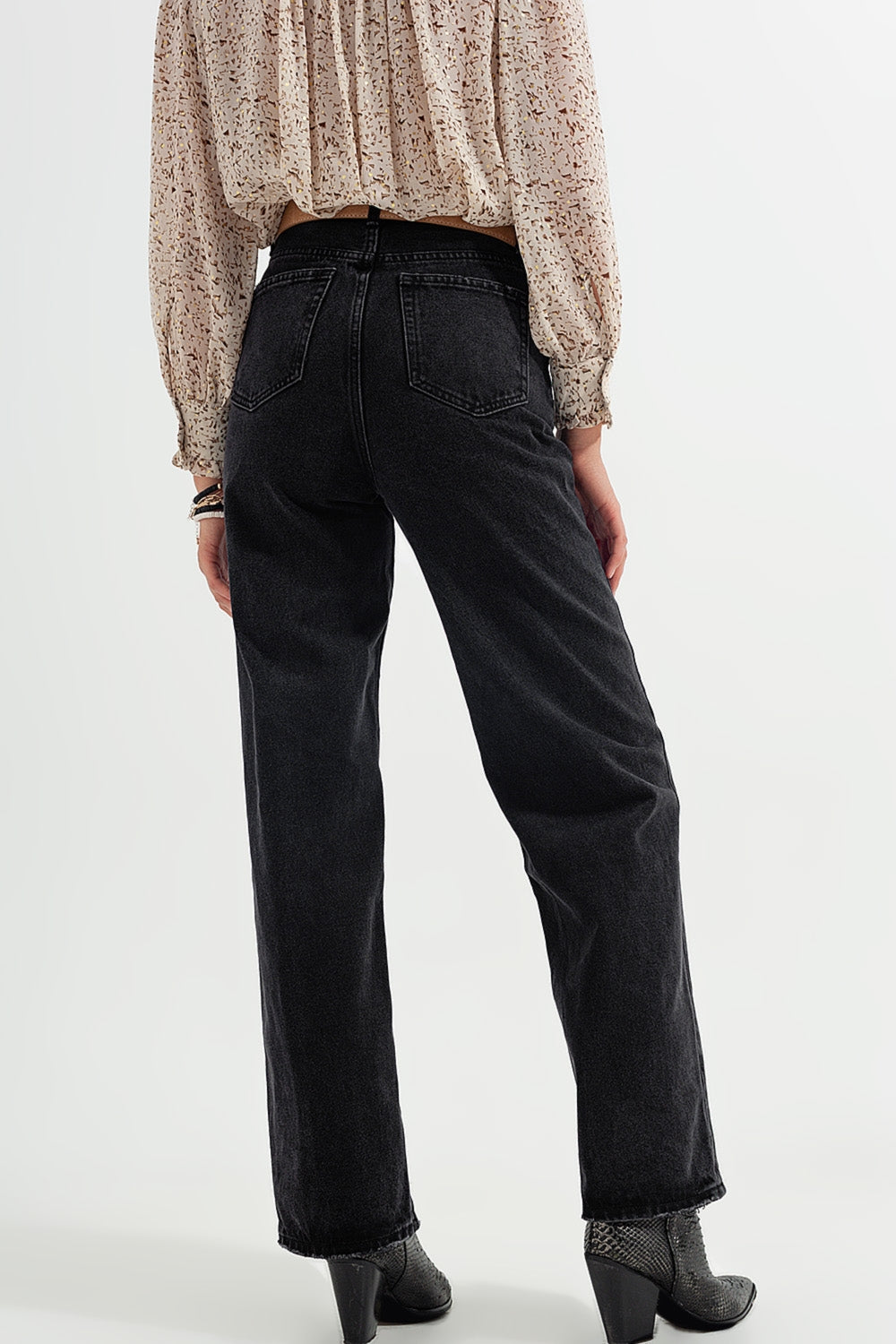 Jean droit taille ultra haute Noir