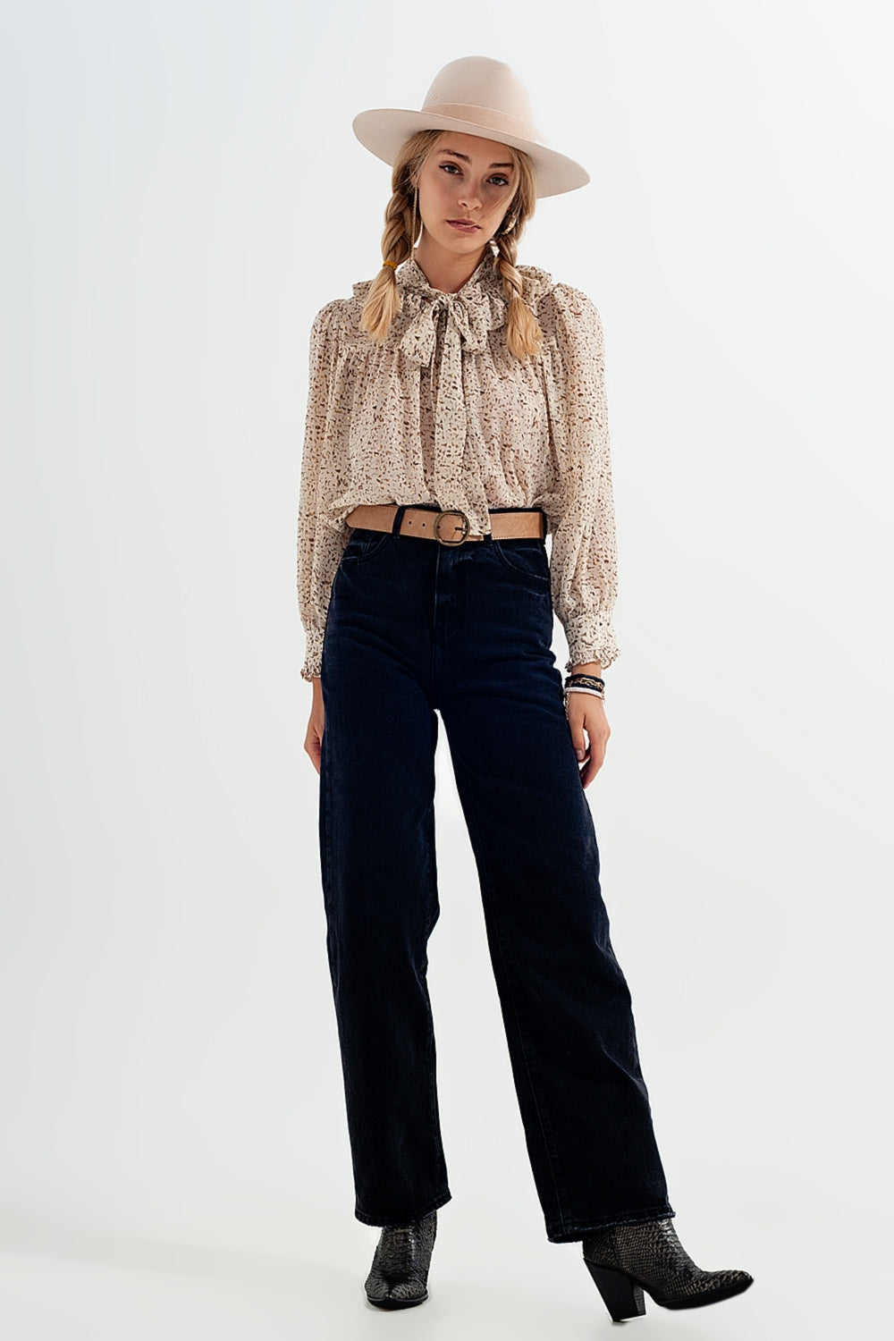 Jean droit taille ultra haute Noir