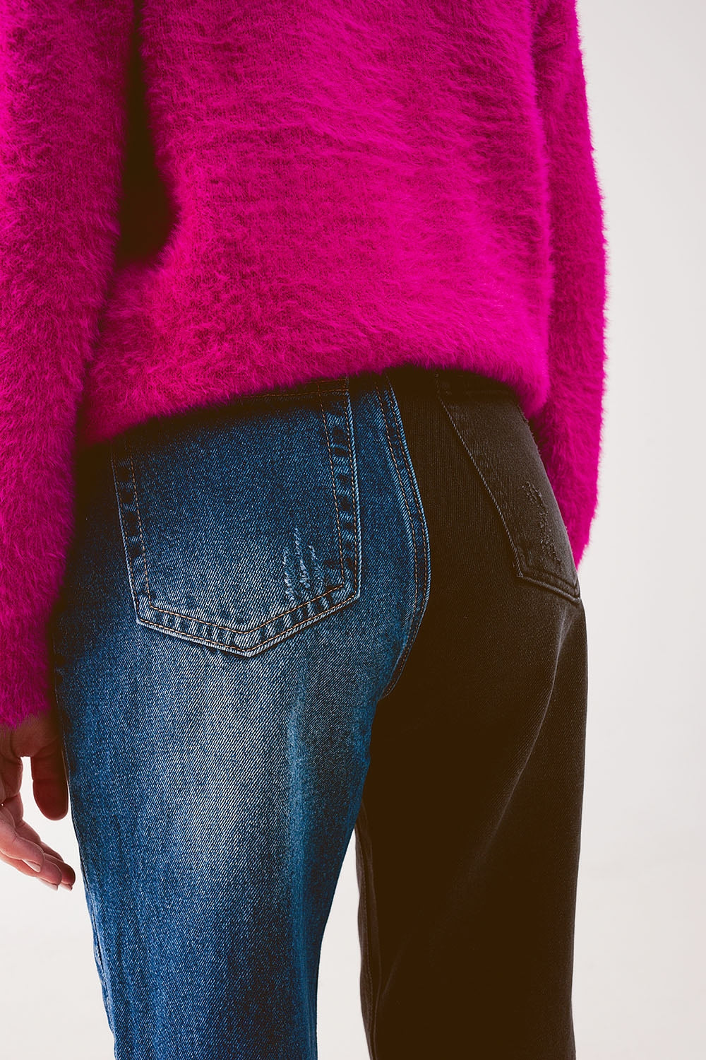 Jean droite à motifs color block